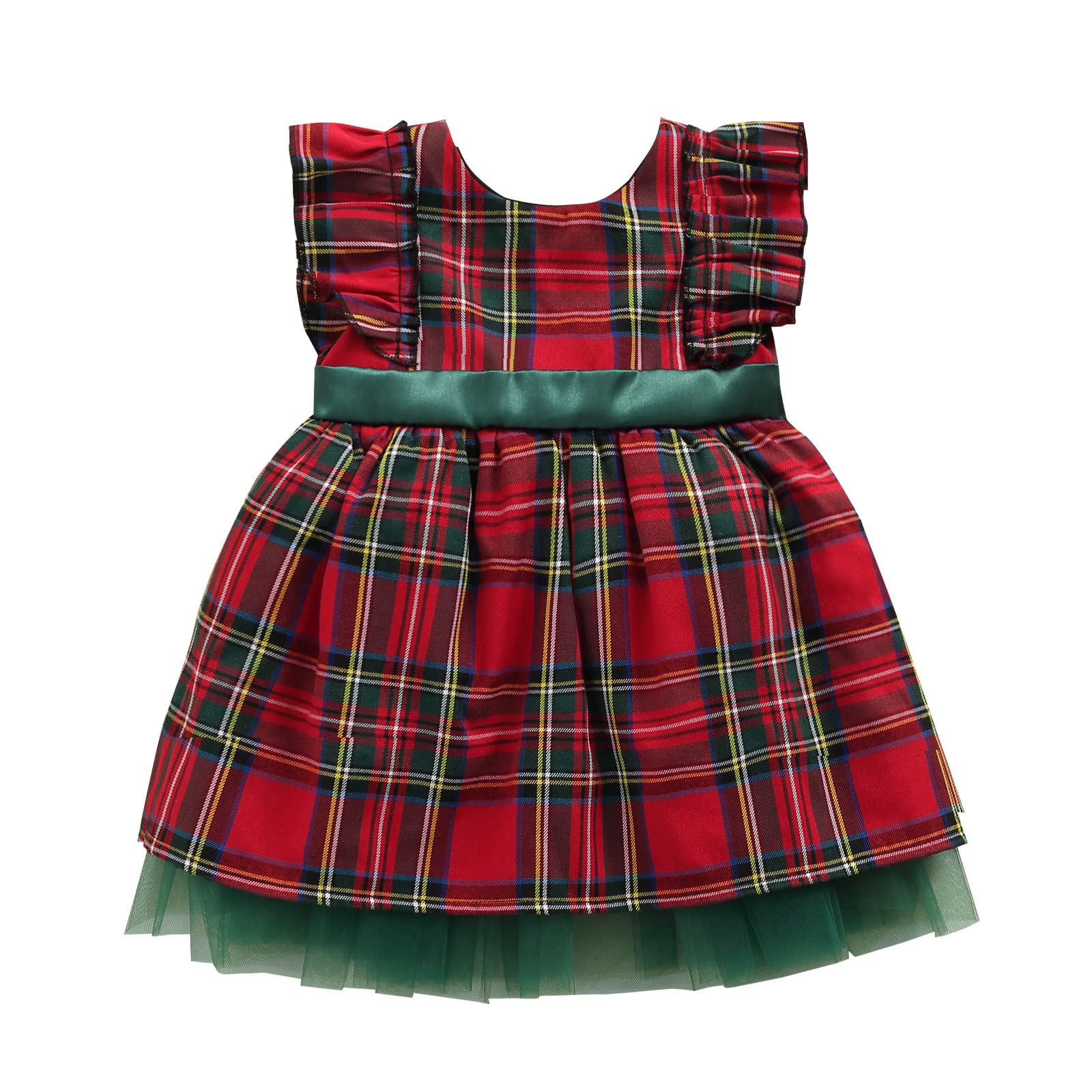 Christmas Princess Tutu Dress for Toddler Girls - Long Sleeve Plaid Ruffle Party Outfit - Perfect for Holiday Photos, Christmas Parties & Family Gatherings