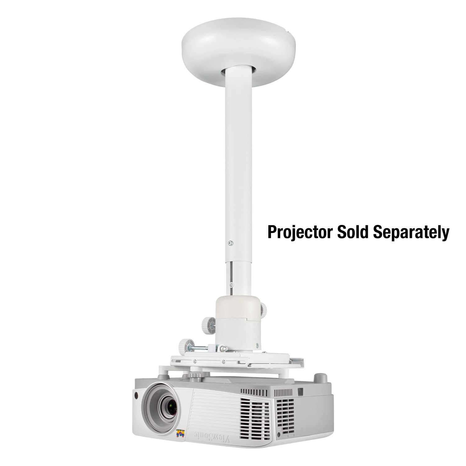 ViewSonic PJ-WMK-007 Universal Projector Ceiling Mount Bracket - Adjustable White for Home Theater, Classroom & Office Installation
