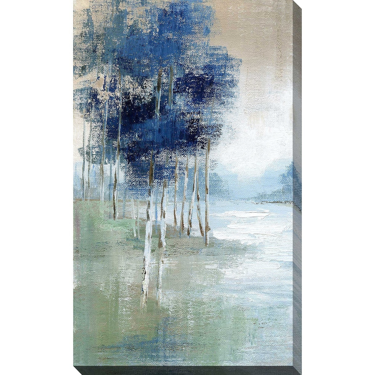 Birch River II Vertical Canvas Art Print by Nan - Nature Landscape Wall Decor for Living Room, Bedroom & Office