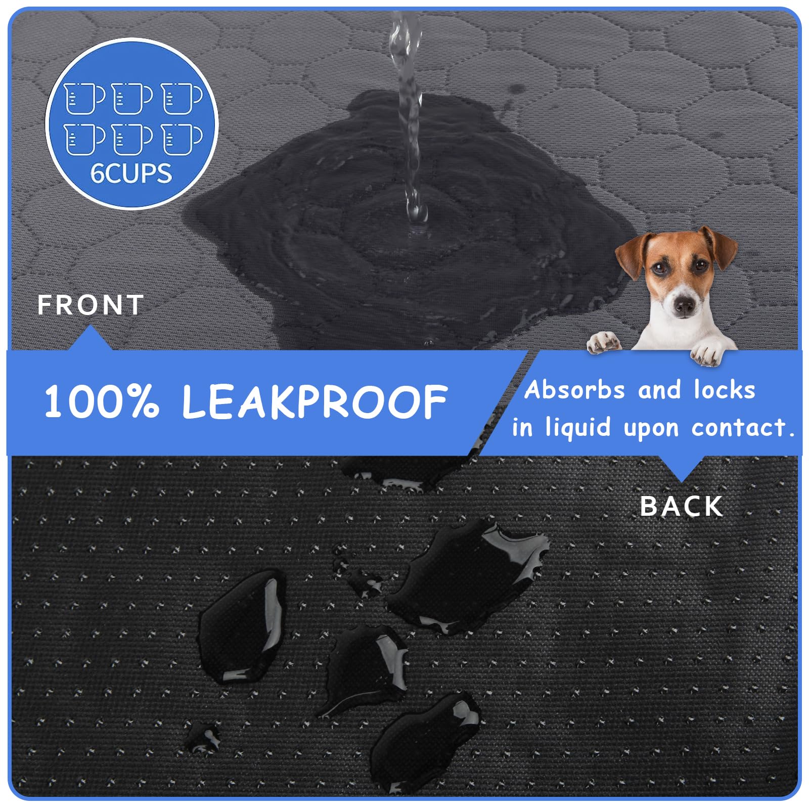 2 Pack Reusable & Washable Dog Pee Pads - Waterproof Puppy Potty Training Pads with Straps, Laminated Whelping Pad for Dogs (Grey, Size M 27.5