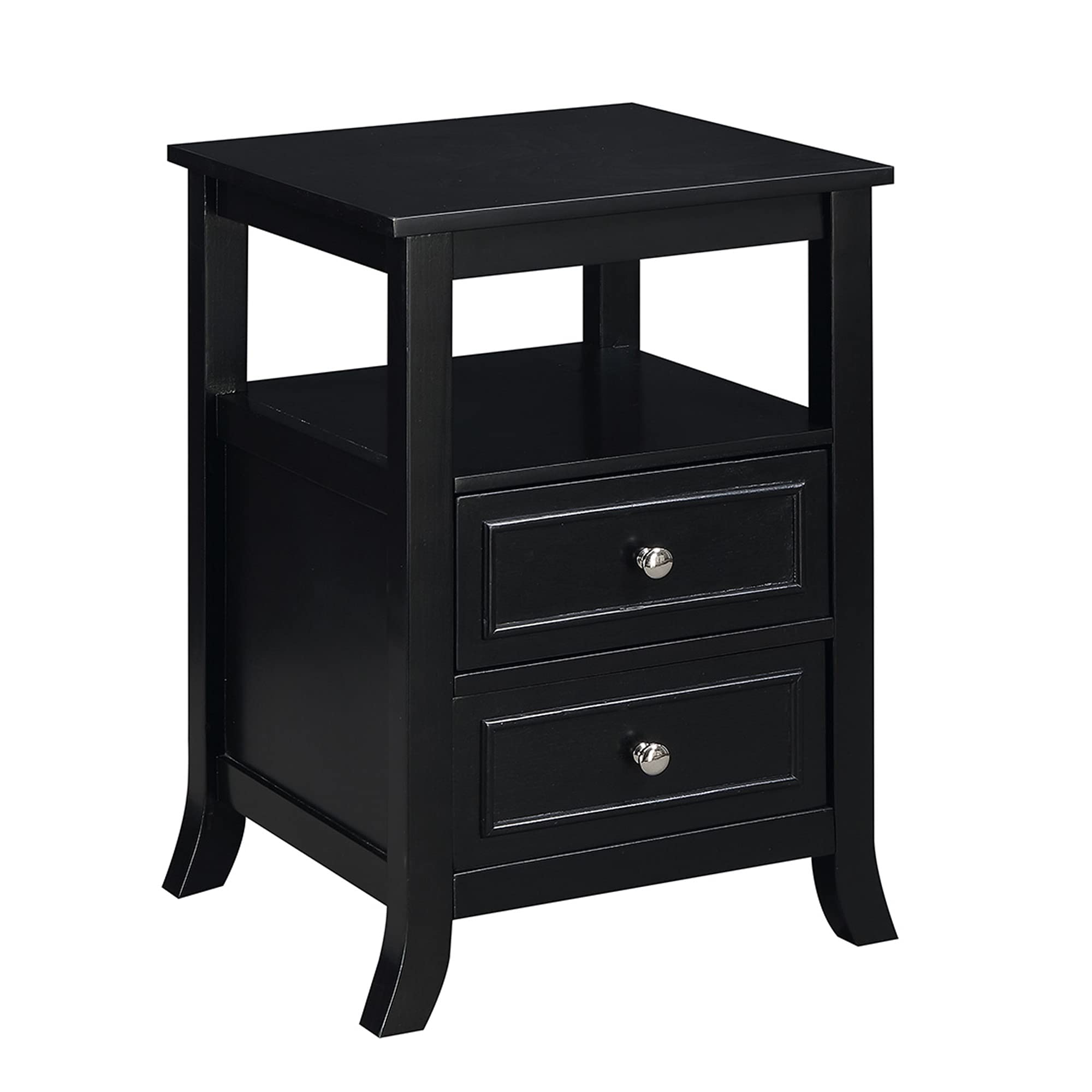 Ergode Melbourne 2 Drawer End Table with Shelf - Modern Nightstand for Bedroom, Living Room & Office - Sturdy Side Table with Storage Shelf