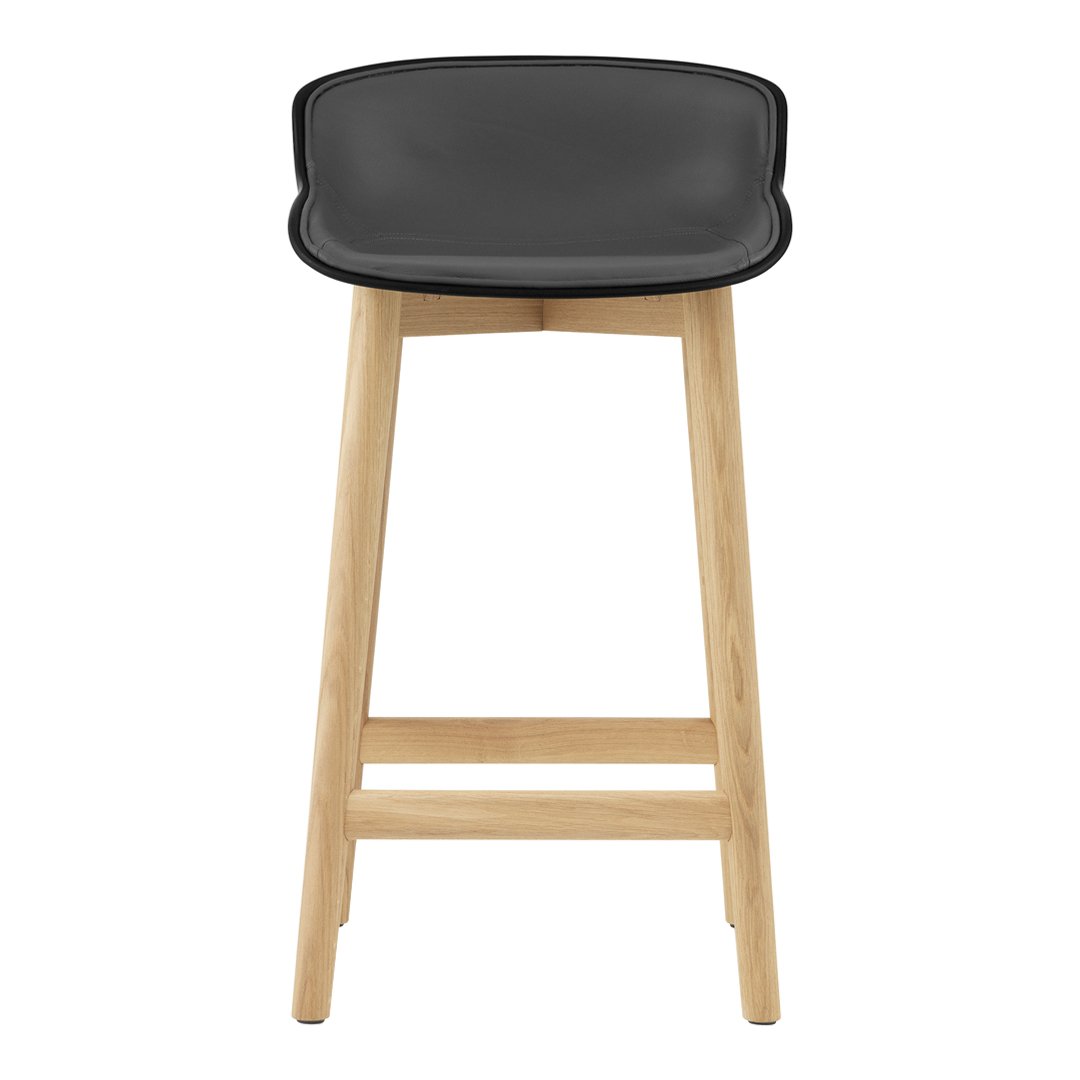 Premium Hyg Counter Stool with Front Upholstered Seat and Wood Base - Perfect for Kitchen Islands, Bars & Breakfast Nooks