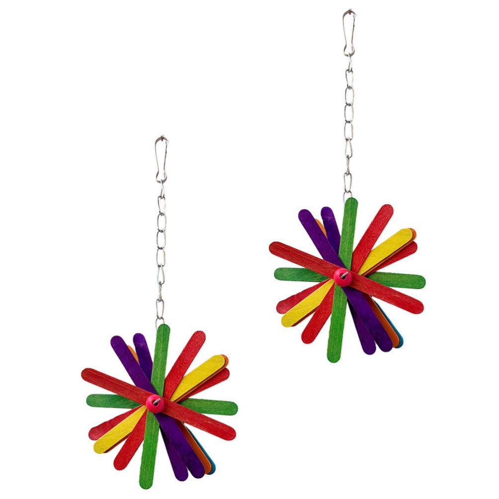 Balacoo 2-Pack Colorful Flower Chew Toys for Parrots - Hanging Bird Cage Accessories for Biting & Play - Perfect for Small & Medium Birds (Use in Cages, Play Gyms, or During Training Sessions)