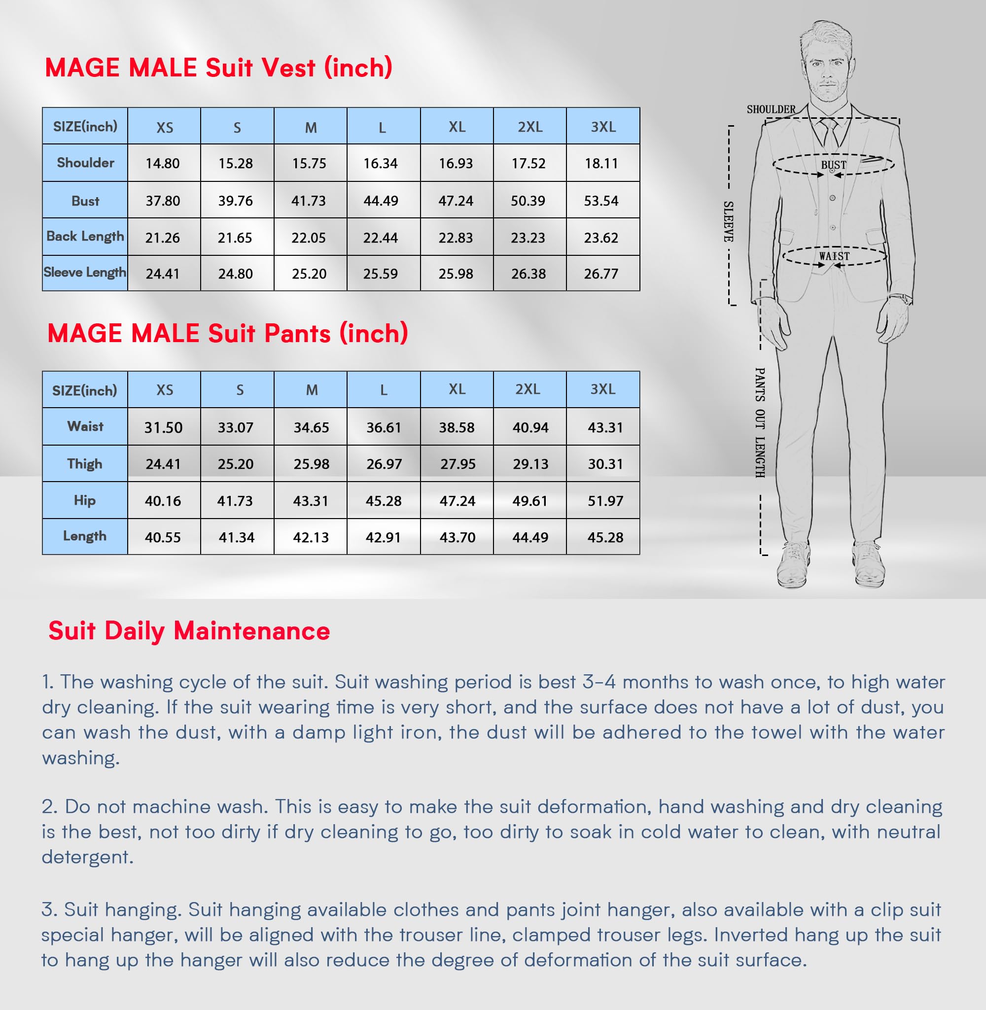 Stylish MAGE MALE Men's Pinstripe Suit 2-Piece Set with Vest & Pants | Slim Fit Wedding Tuxedo for Groomsmen | Summer Formal Wear for Prom, Business & Special Occasions