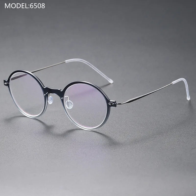 Aimee Unisex Full Rim Oval Screwless Titanium Acetate Eyeglasses Frame 6508 - Lightweight Durable Glasses for Work, Reading & Fashion