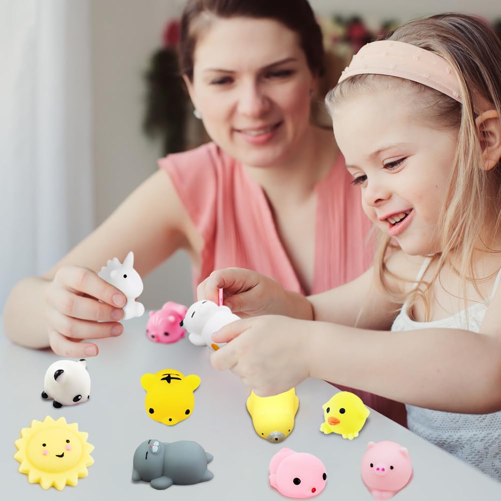 28 Pack UMEELR Squishy Mochi Toys with Collectible Cards - Cute Stress Relief Squeeze Toys for Kids, Easter Basket Stuffers & Party Favors - Perfect for Sensory Play, Classroom Rewards & Easter Egg Hunt Prizes