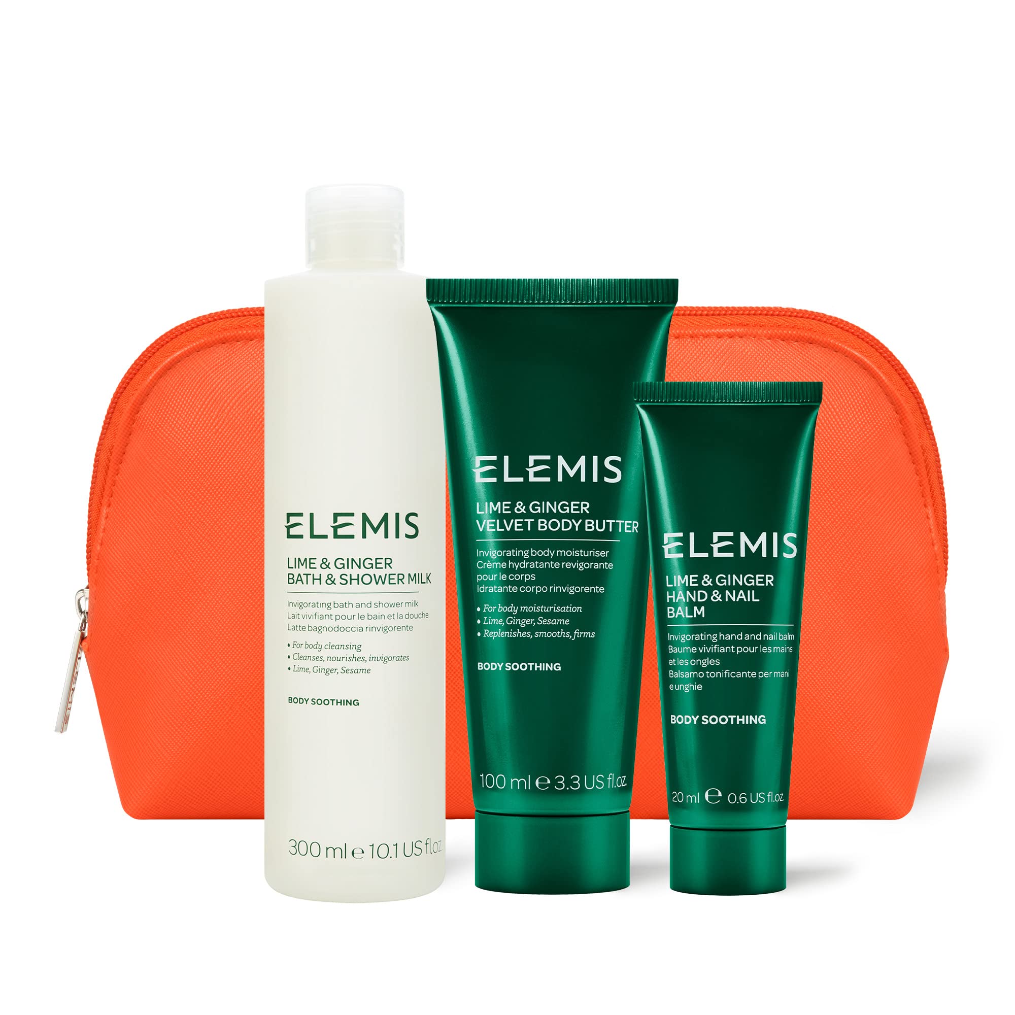 ELEMIS Lime & Ginger Body Care Trio - 3-Piece Luxury Body Wash, Scrub & Lotion Set for Spa-Like Relaxation at Home | Hydrating & Exfoliating Skincare Routine