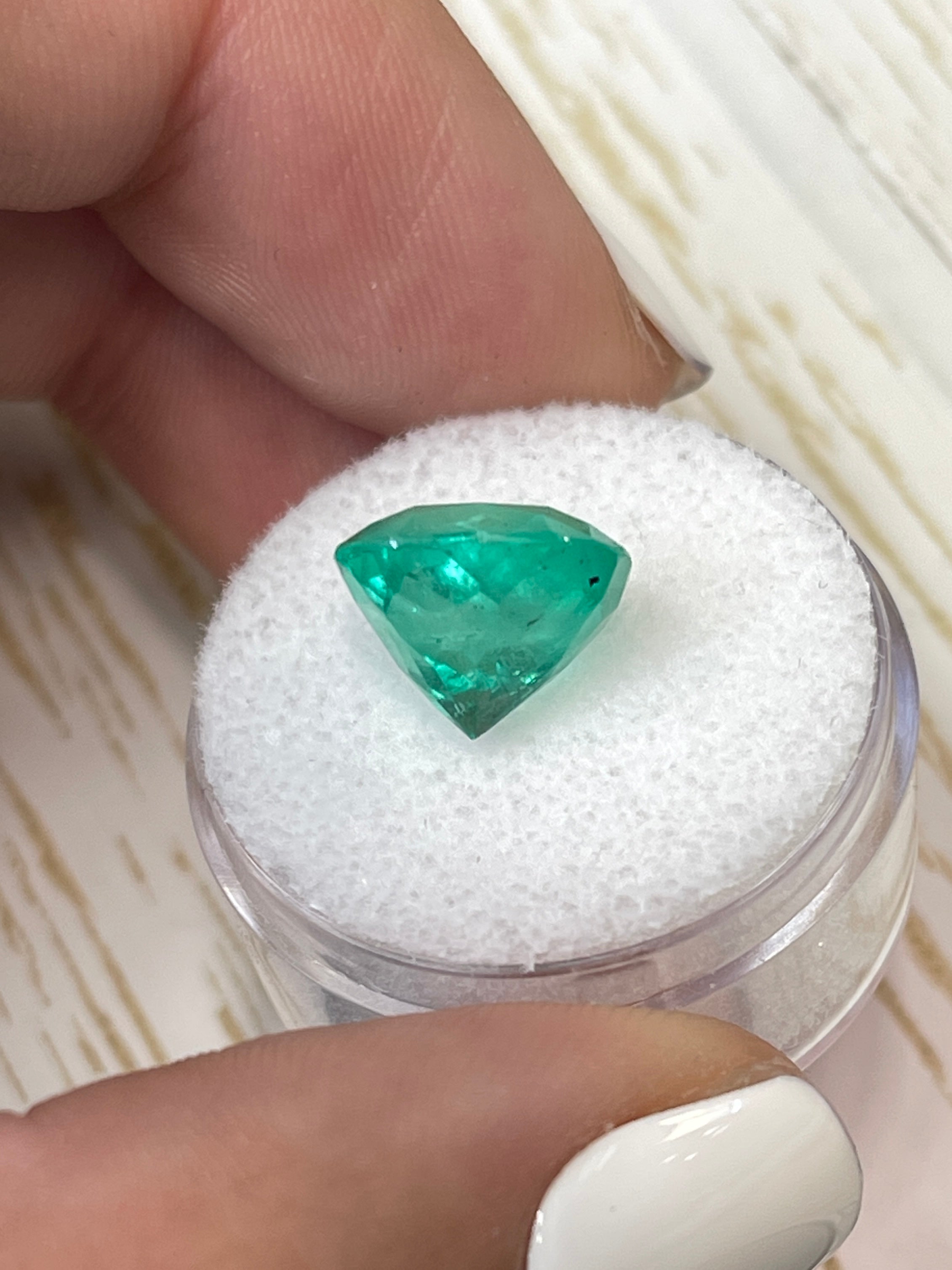 6.20 Carat 11.5x11mm Bright Green Natural Loose Colombian Emerald Cushion Cut Gemstone for Jewelry Making, Engagement Rings & Luxury Collections