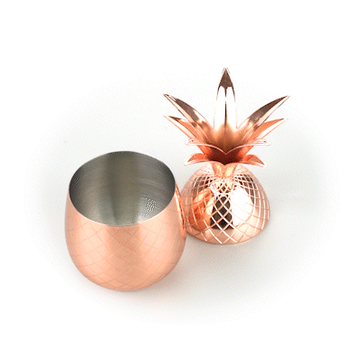 Bar Lux 24 oz Copper Plated Stainless Steel Pineapple Tumbler Cup - Insulated Double Wall Vacuum Flask for Hot & Cold Drinks - Perfect for Home, Office, Travel & Outdoor Activities (4.25