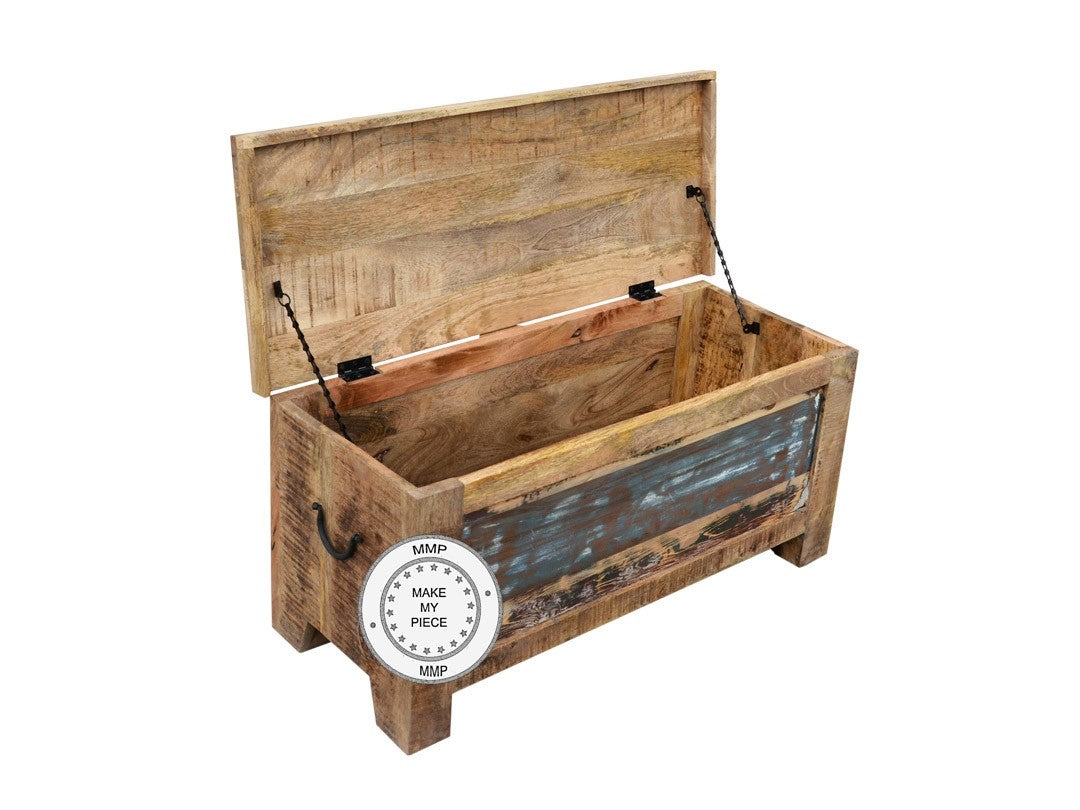 Hand Carved Indian Wooden Storage Chest Box - Natural Teak Wood Jewelry & Keepsake Organizer for Home Decor, Bedroom, Living Room & Office