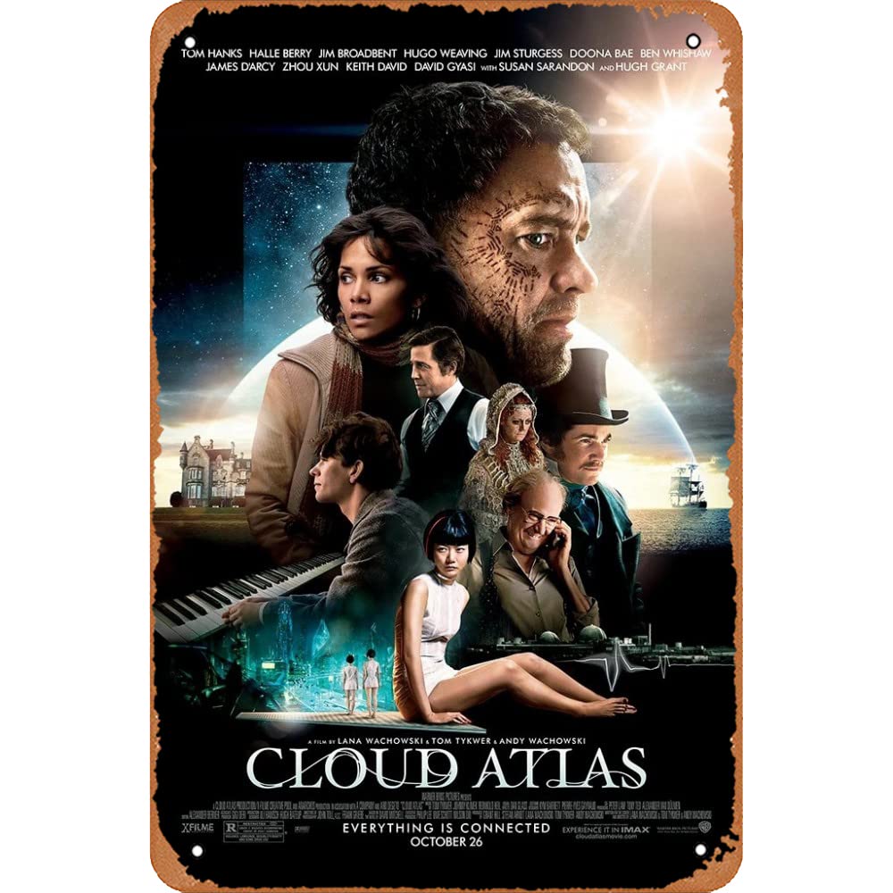 Vintage Cloud Atlas Movie Poster Tin Metal Sign - 8x12 Inch Retro Wall Art Decor for Home, Office, Bar & Theater Room