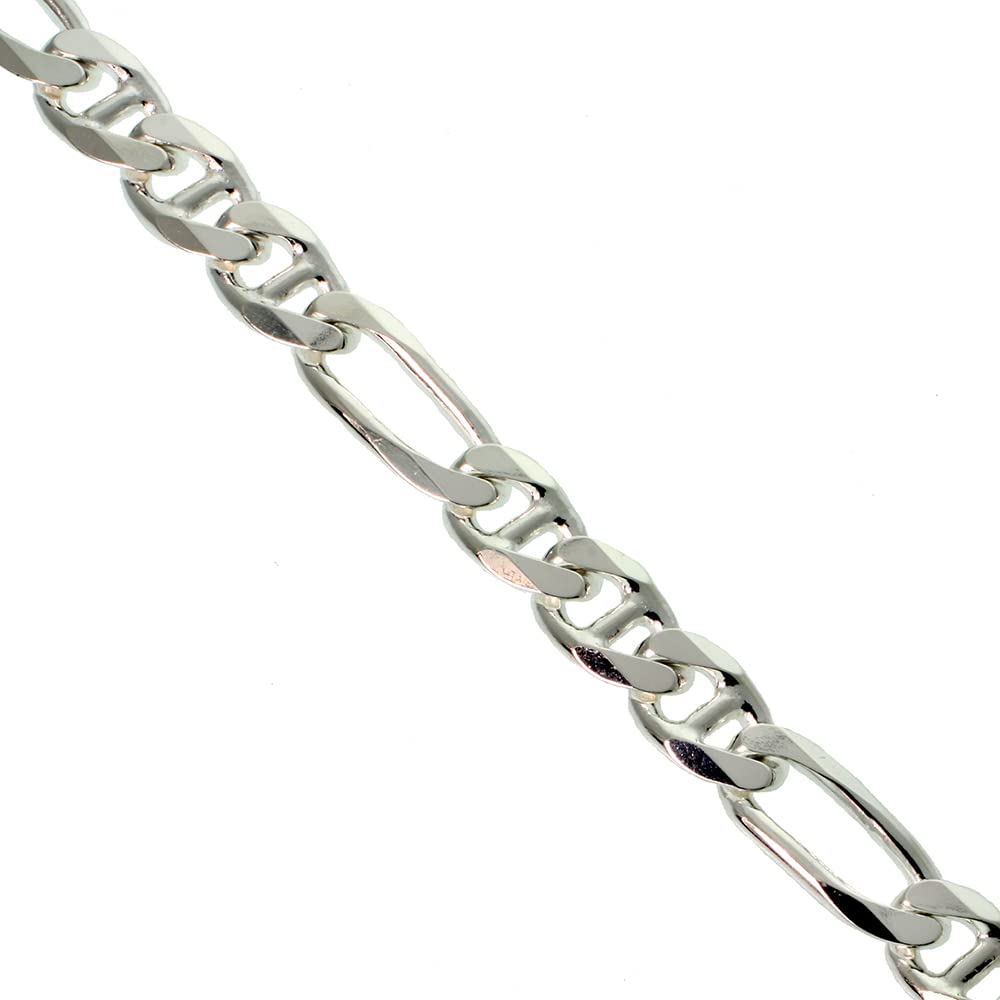 Sterling Silver 6.5mm Figarucci Link Chain Necklace & Bracelet Set - Nickel Free, Beveled Edges, Made in Italy (7-30 Inch) - Perfect for Gifts, Weddings & Everyday Elegance