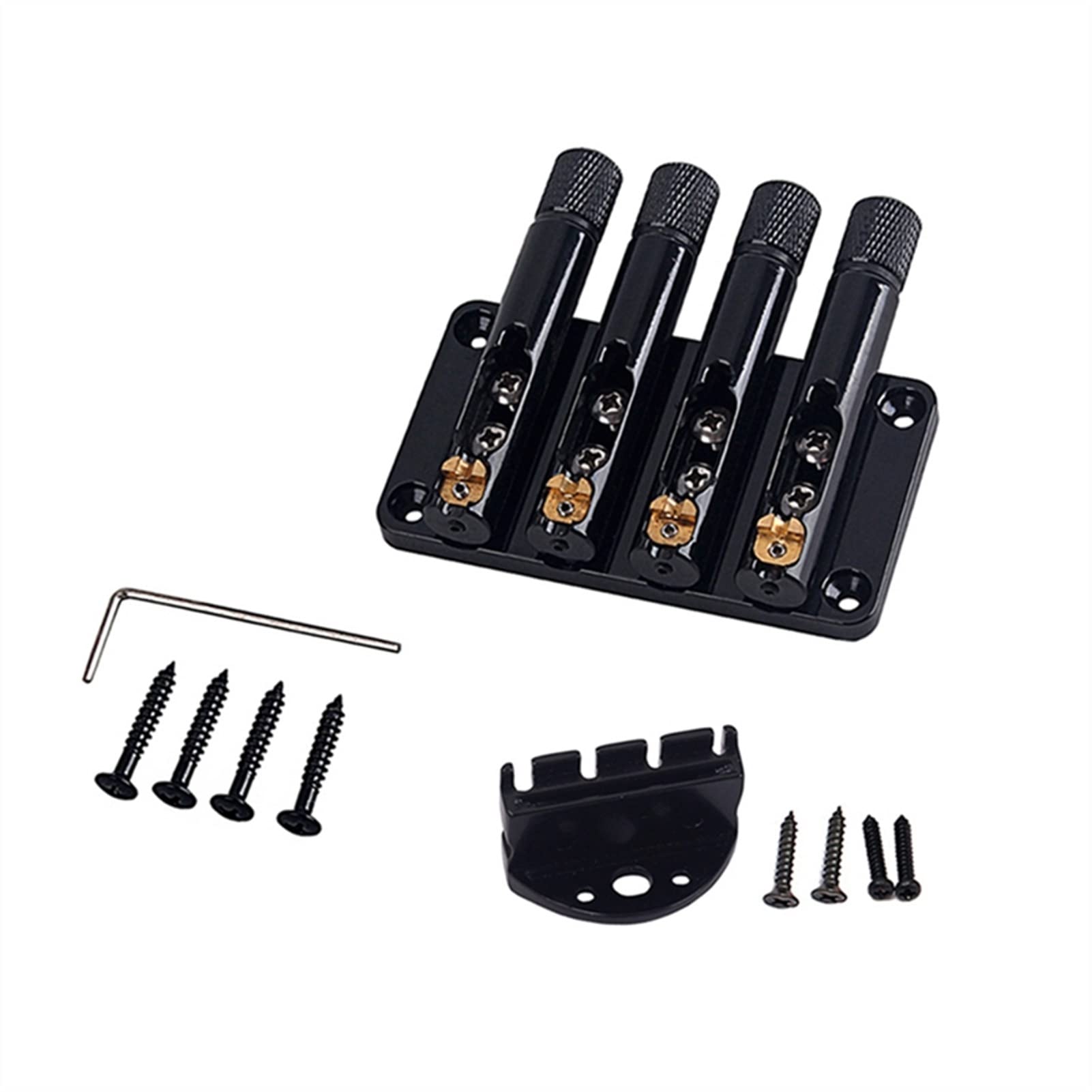 4 String Bass Guitar Bridge - Headless Tailpiece with String Locks & Screws for Electric Bass Guitars | Perfect for Professional Musicians & Studio Recording