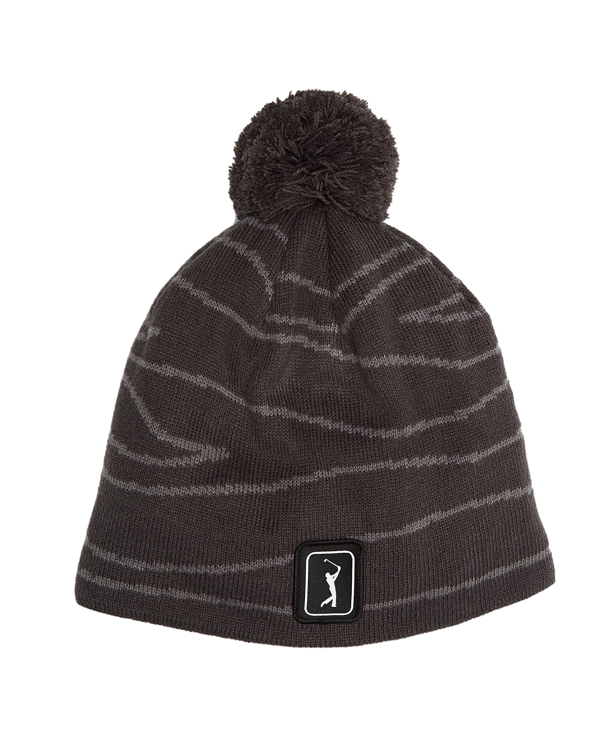 PGA TOUR Men's Winter Knit Beanie Hat with Faux Fur Pom - Warm & Stylish for Golf, Skiing, and Outdoor Activities