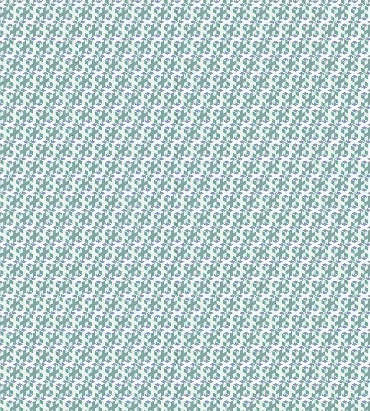 Ambesonne Geometric Duvet Cover Set King Size - 3D Cubes & Squares Illusion Design, 3-Piece Bedding Set with 2 Pillow Shams, Reseda Green & Slate Blue - Modern Home Decor for Master Bedroom, Guest Room & Dorm