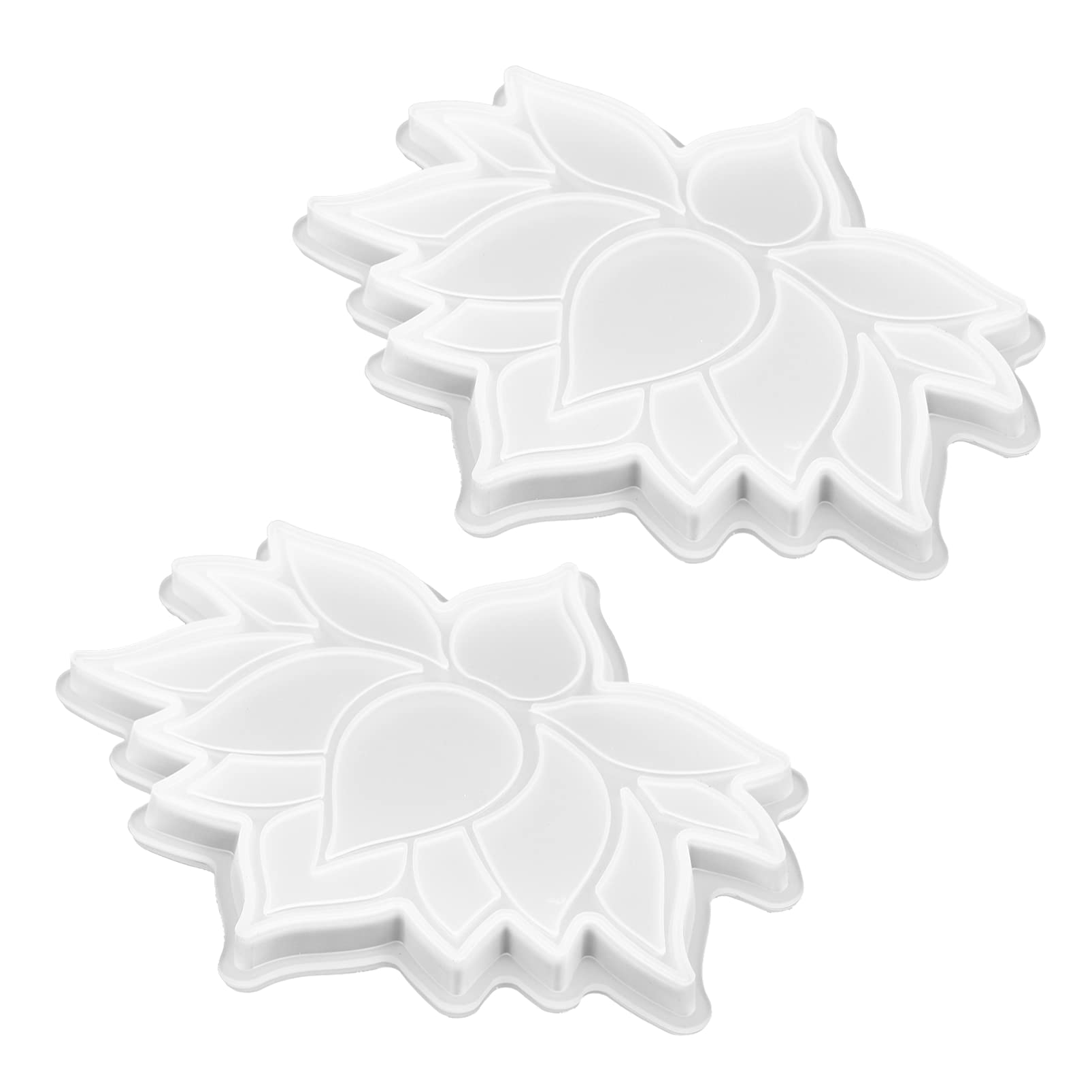 VICASKY 2-Piece Lotus Flower Coaster Silicone Mold Set for Epoxy Resin - DIY Drink Coasters, Cup Mats, Home Decor - Perfect for Kitchen, Dining Table, and Party Decorations