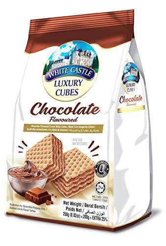 White Castle Chocolate Flavored Luxury Cream Wafer Cubes, 250g - Delicious Snack for Parties, Gifts & Coffee Time