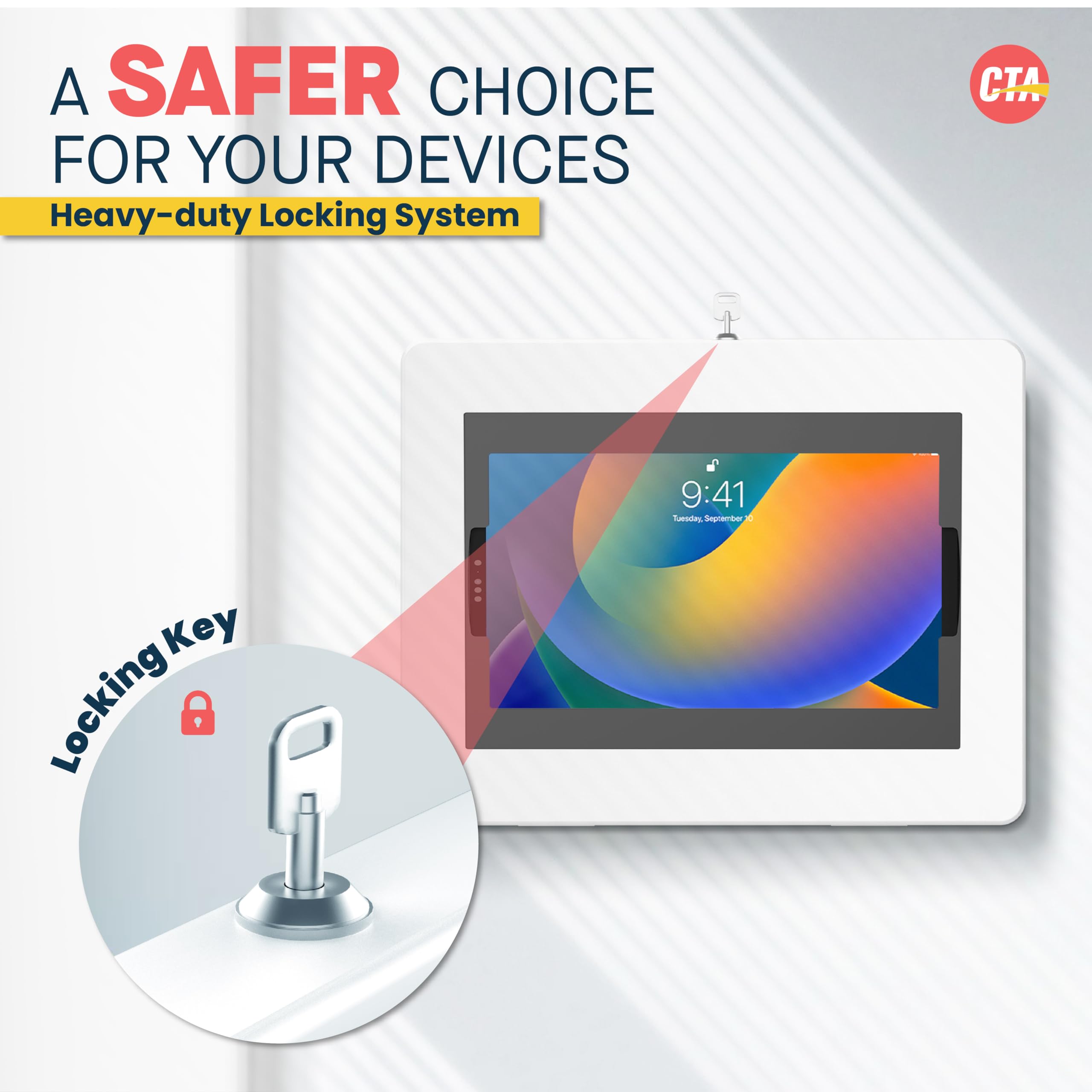Secure Locking iPad Wall Mount - Anti-Theft Tablet Enclosure with Key Lock & Cable Management for iPad Pro 13