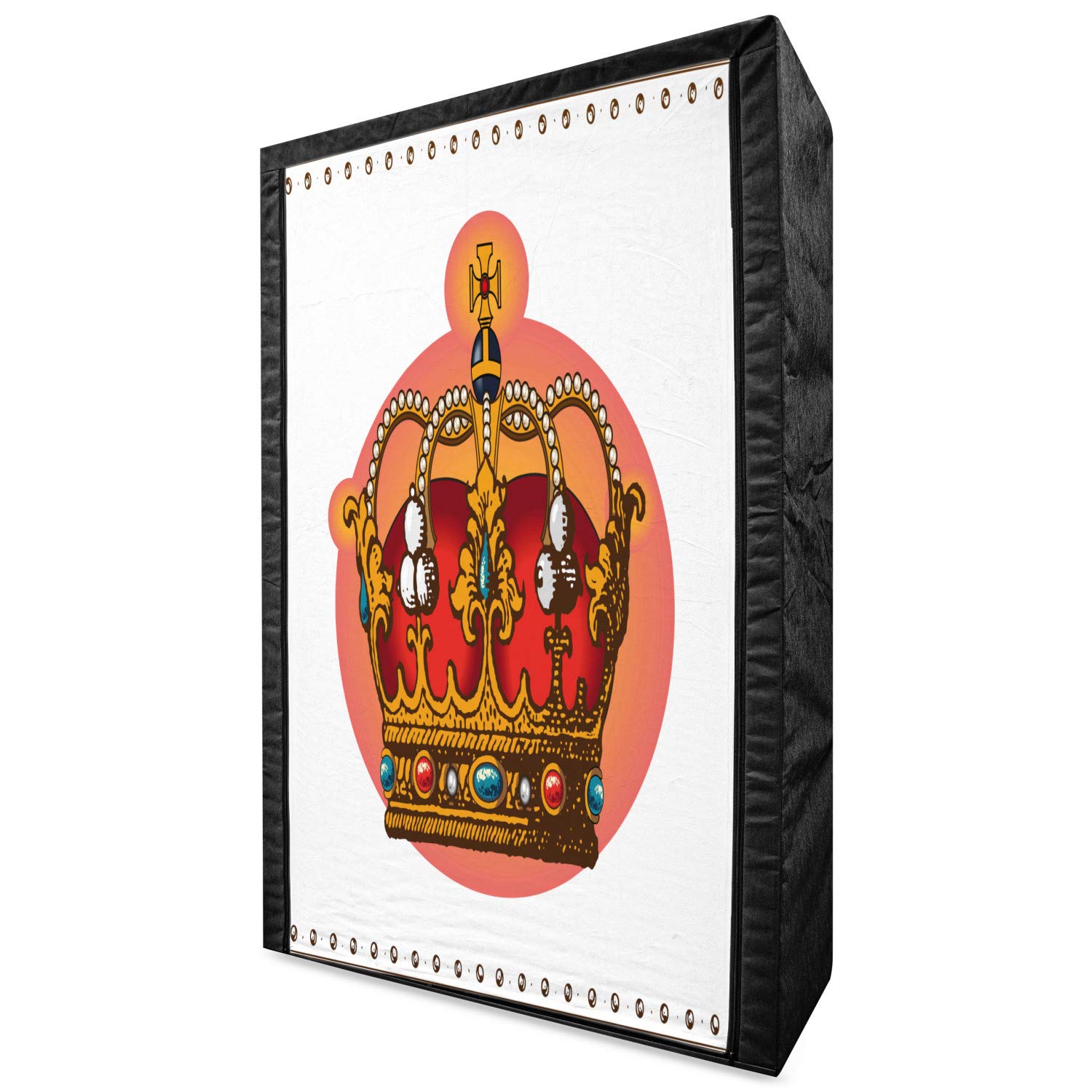 Ambesonne Queen Size Portable Fabric Wardrobe - Victorian Baroque Style with Crown Design & Coronet Engravings - 42.5