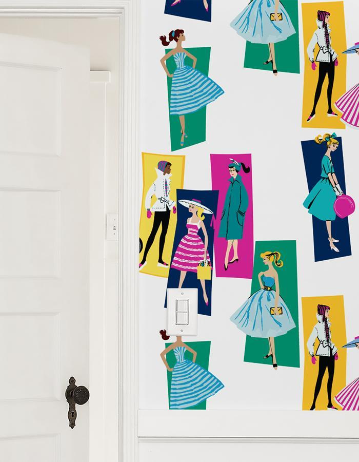 Barbie™ Mod Shapes Wallpaper - Emerald Berry Green Geometric Peel & Stick Wallpaper for Kids Room, Nursery, Playroom Decor