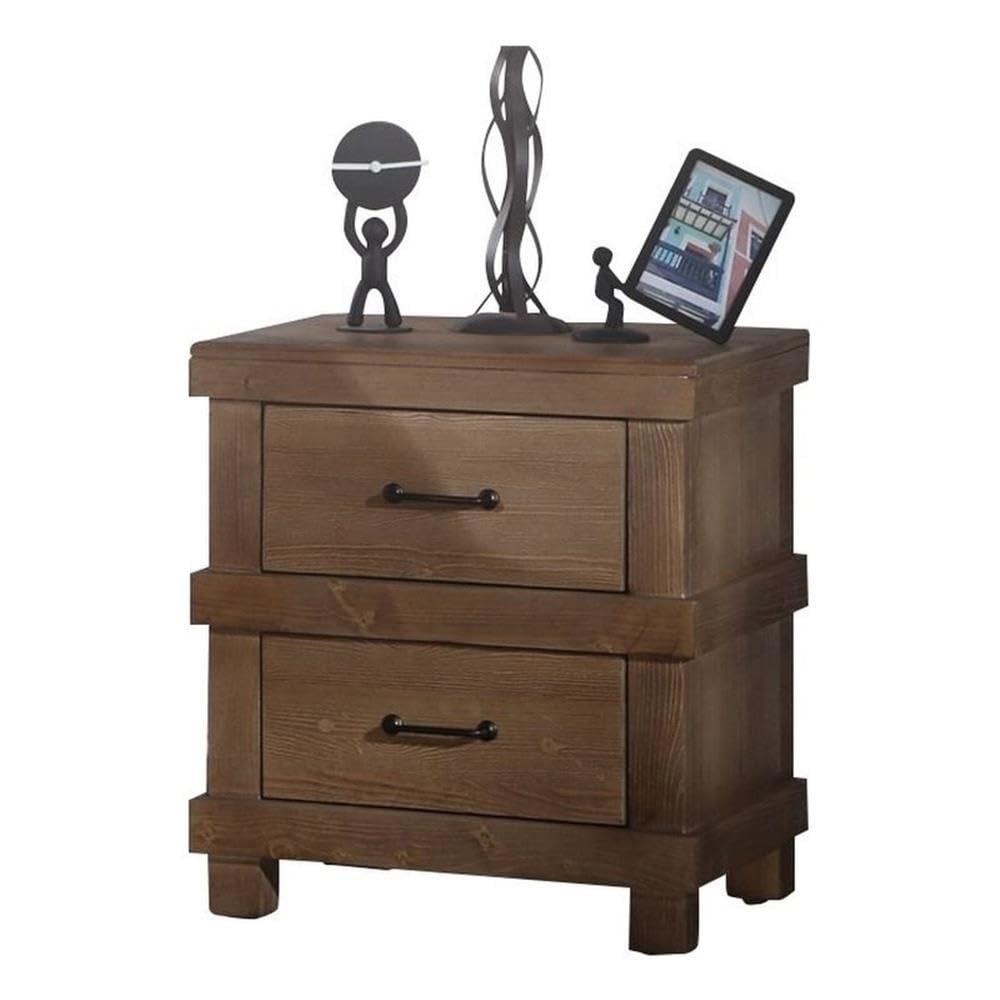 Acme Furniture Adams Wood Nightstand in Antique Oak - Solid Wood Bedside Table with Drawer for Bedroom, Living Room & Guest Room