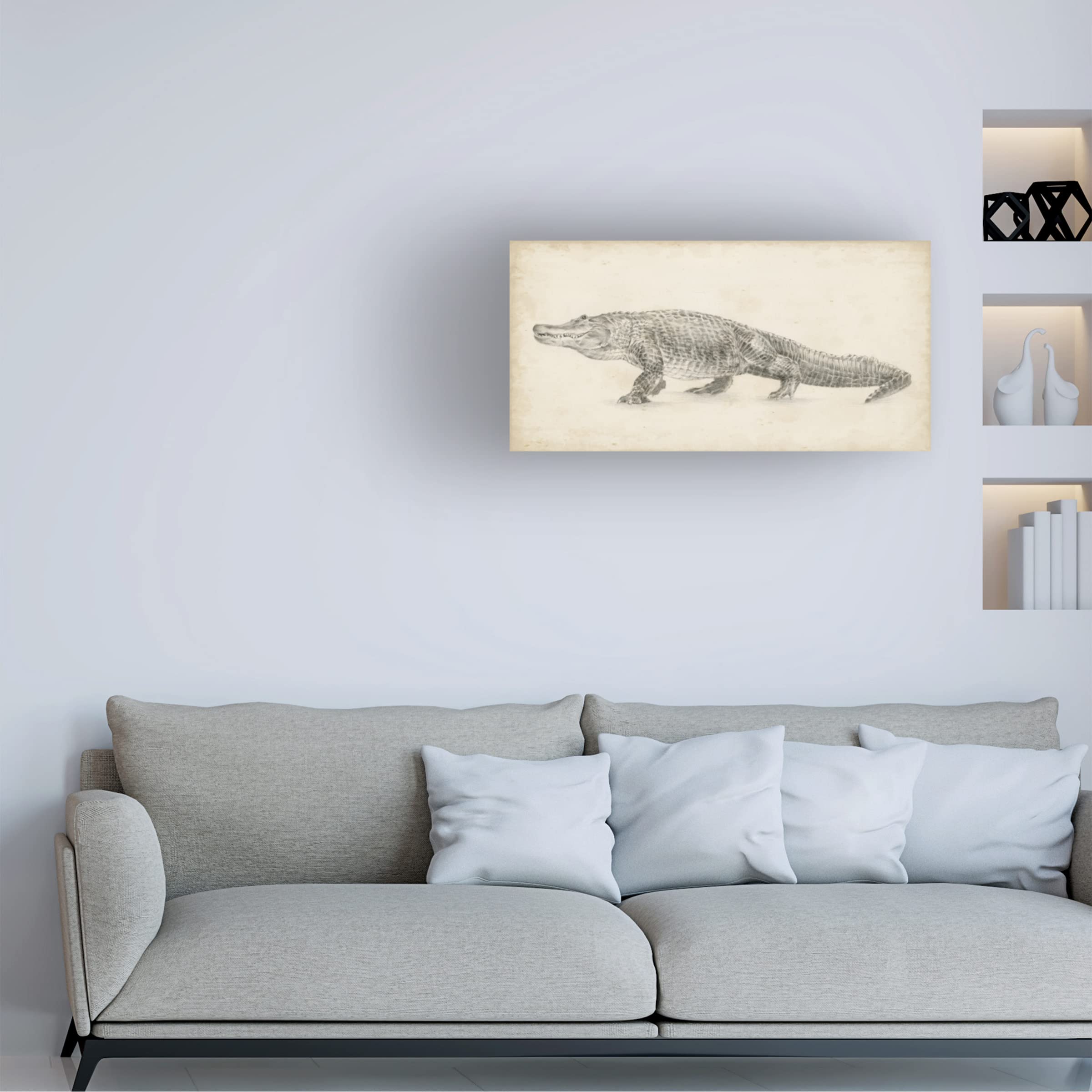 Ethan Harper 'Alligator Sketch' Canvas Wall Art - Handmade Wildlife Painting for Living Room, Office & Home Decor