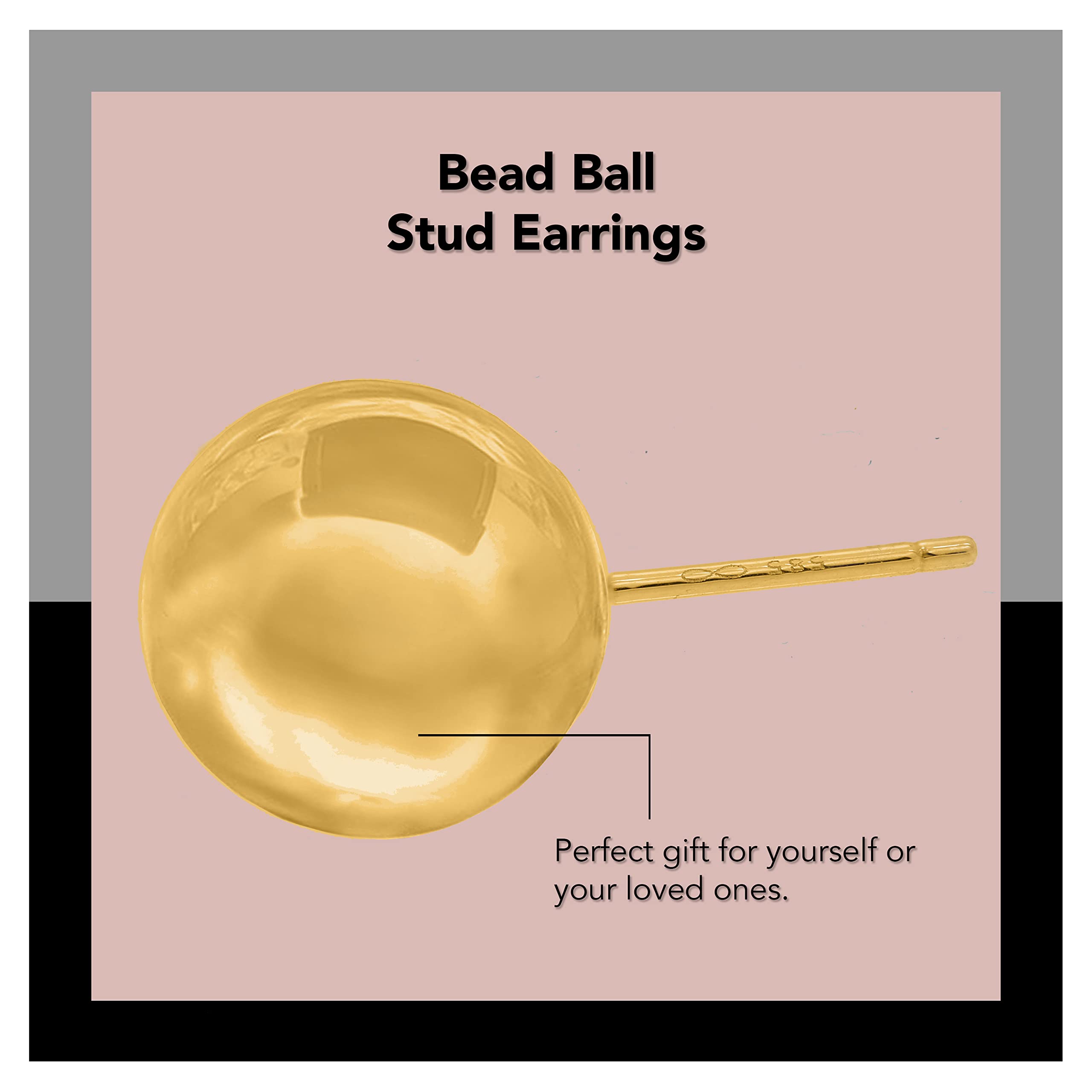 14K Yellow Gold Ball Stud Earrings for Women - High Polished Round Gold Earrings for Everyday Wear & Special Occasions | Rachel Koen Jewelry