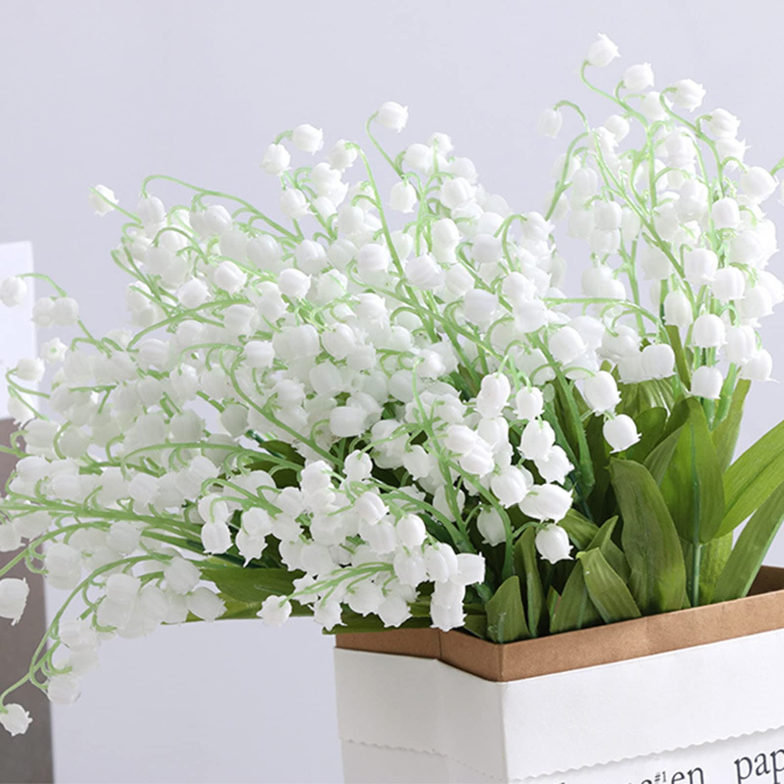 3 Bunches Artificial Lily of The Valley Faux Flowers - White Wind Chime Orchid Bouquet for Wedding, Home, Baby Shower Party - Elegant Indoor Outdoor Garden Decor for Centerpieces, Table Settings & Special Events