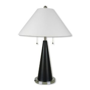 Elegant Incandescent Table Lamp with Black and Silver-Tone Base - Perfect for Bedroom, Living Room, or Office Decor
