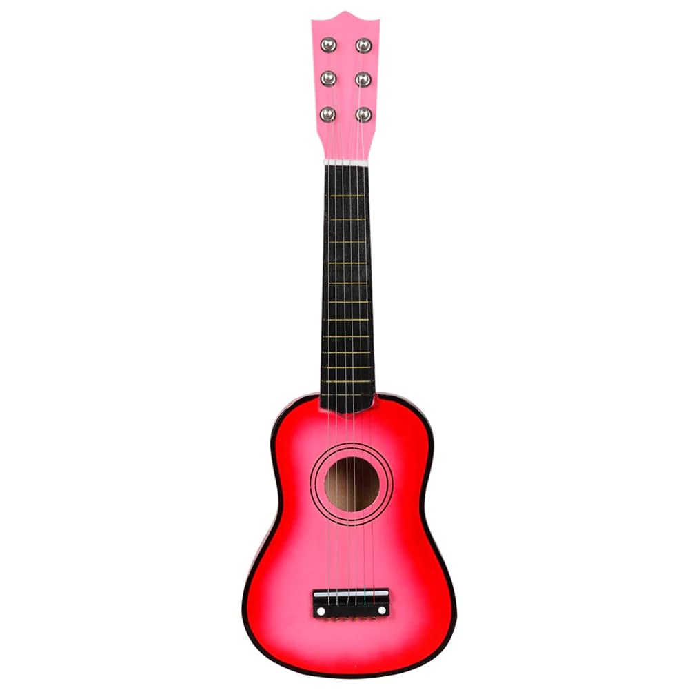 6-String Small Acoustic Bass Guitar for Beginners - Kids Musical Instrument with Picks & Basswood Body - Pink Ukulele Style Guitar | Perfect Gift for Children, Birthday & Music Lessons | Home, School & Outdoor Play