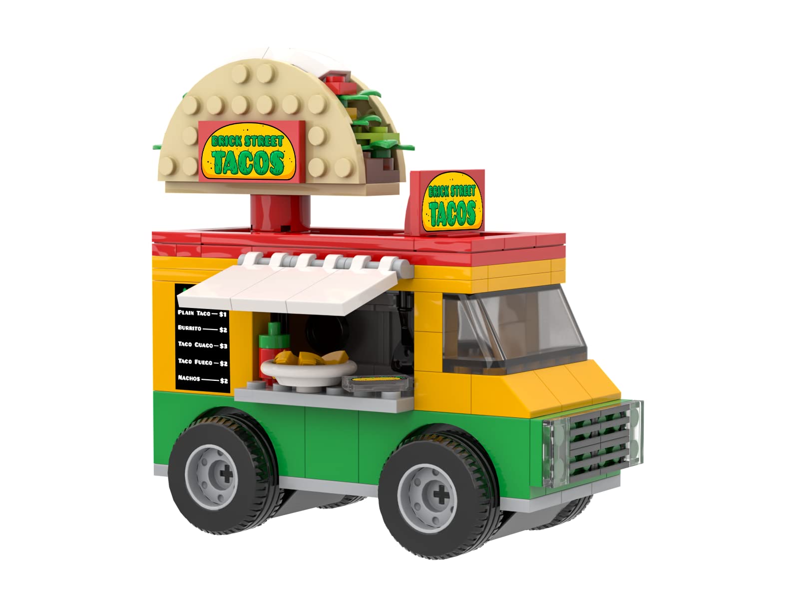 Brick Loot Taco Truck Toy Building Block Set - 185 Pieces with Spinning Street Sign | Compatible with Lego & Major Brands | Creative STEM Toy for Kids Age 6+ & Adults | Perfect for Playtime, Collectors & DIY Model Building