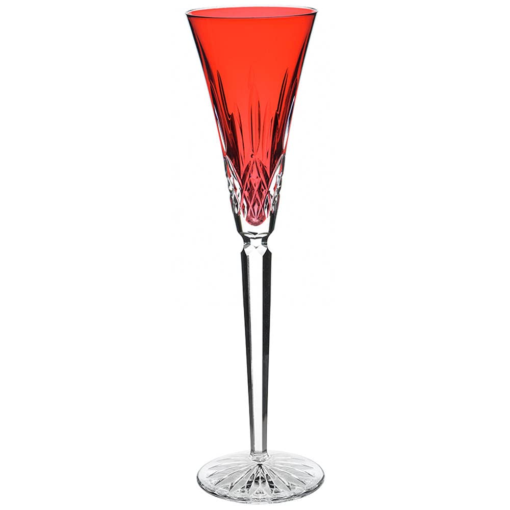 Lismore Jewels Tall Flute Glass with Ruby Finish - Elegant Stemware for Champagne, Cocktails & Special Occasions