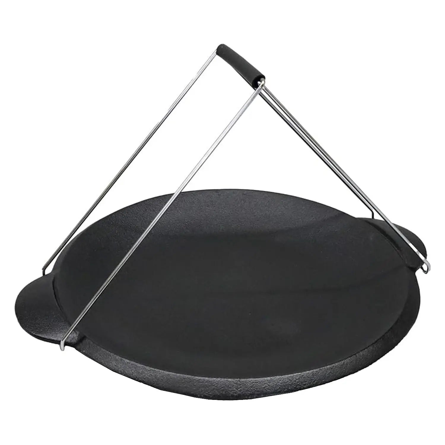 Asahi Chuzo Premium Cast Iron Okonomiyaki Griddle with Wooden Handle - Japanese Teppanyaki Grill Pan for Home Cooking, BBQ & Outdoor Camping