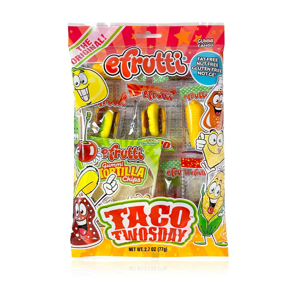 Efrutti Gummy Taco Candy - 2.7oz Resealable Bag - Fun Taco-Shaped Gummies for Parties, Snacking & Taco Tuesday Celebrations