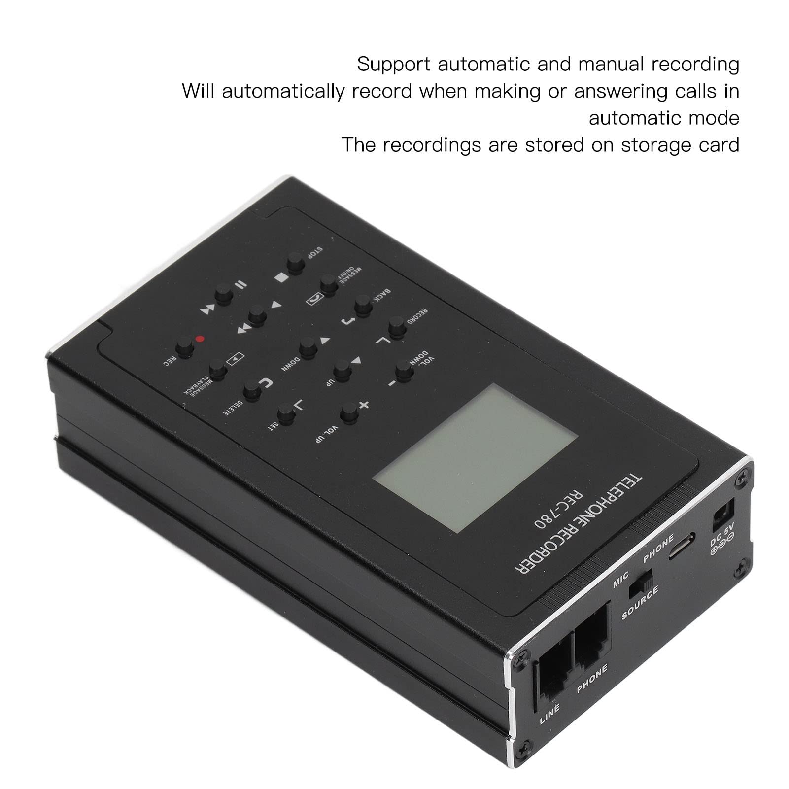 Phone Call Recorder with Time/Date Display - 100-240V Landline Telephone Recorder Device for Home & Office Use (US Plug) | Perfect for Recording Important Calls, Business Conversations & Family Messages