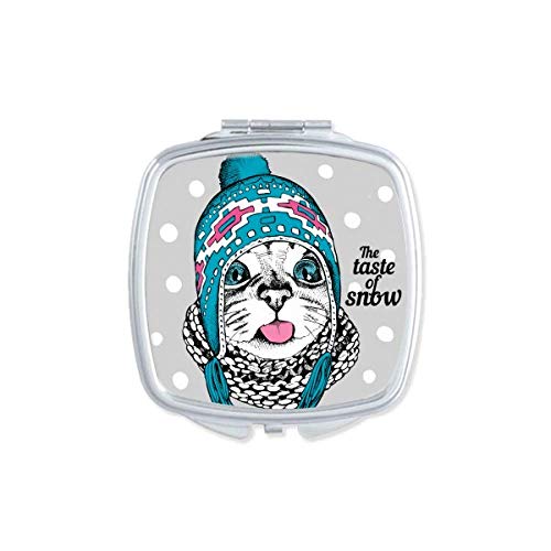 DIYthinker Cat Head The Taste of Snow Cat Mirror - Portable Double Sided Compact Makeup Mirror for Women, Animal Lovers & Pet Owners - Perfect for Travel, Home Vanity & Handbag