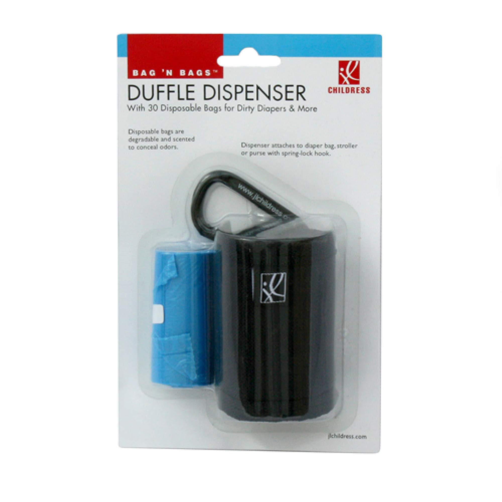 J.L. Childress Portable Fabric Duffel Dispenser & Waste Bag Refill - 30 Disposable Bags for Strollers & Diaper Bags - Black | Perfect for Travel, Baby Care & On-the-Go Waste Disposal