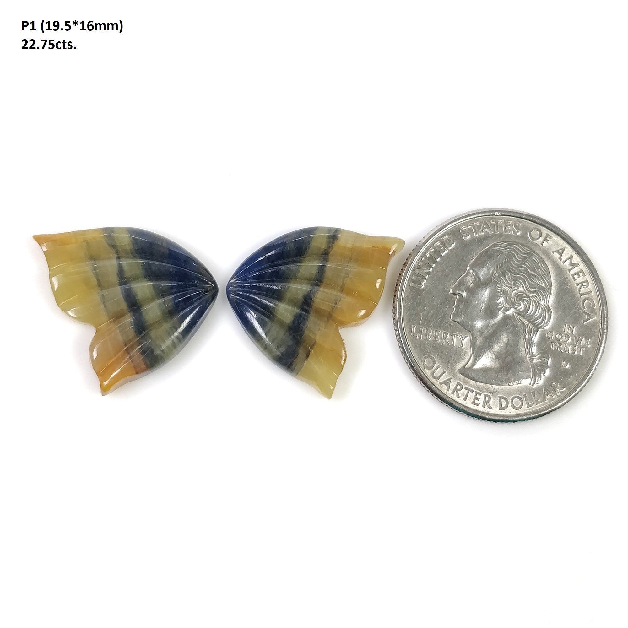 Natural Untreated Bi-Color Sapphire Hand-Carved Butterfly Pair - Multi Sapphire Gemstone Carving Jewelry | Perfect for Gift Giving, Collecting & Spiritual Healing (With Video)
