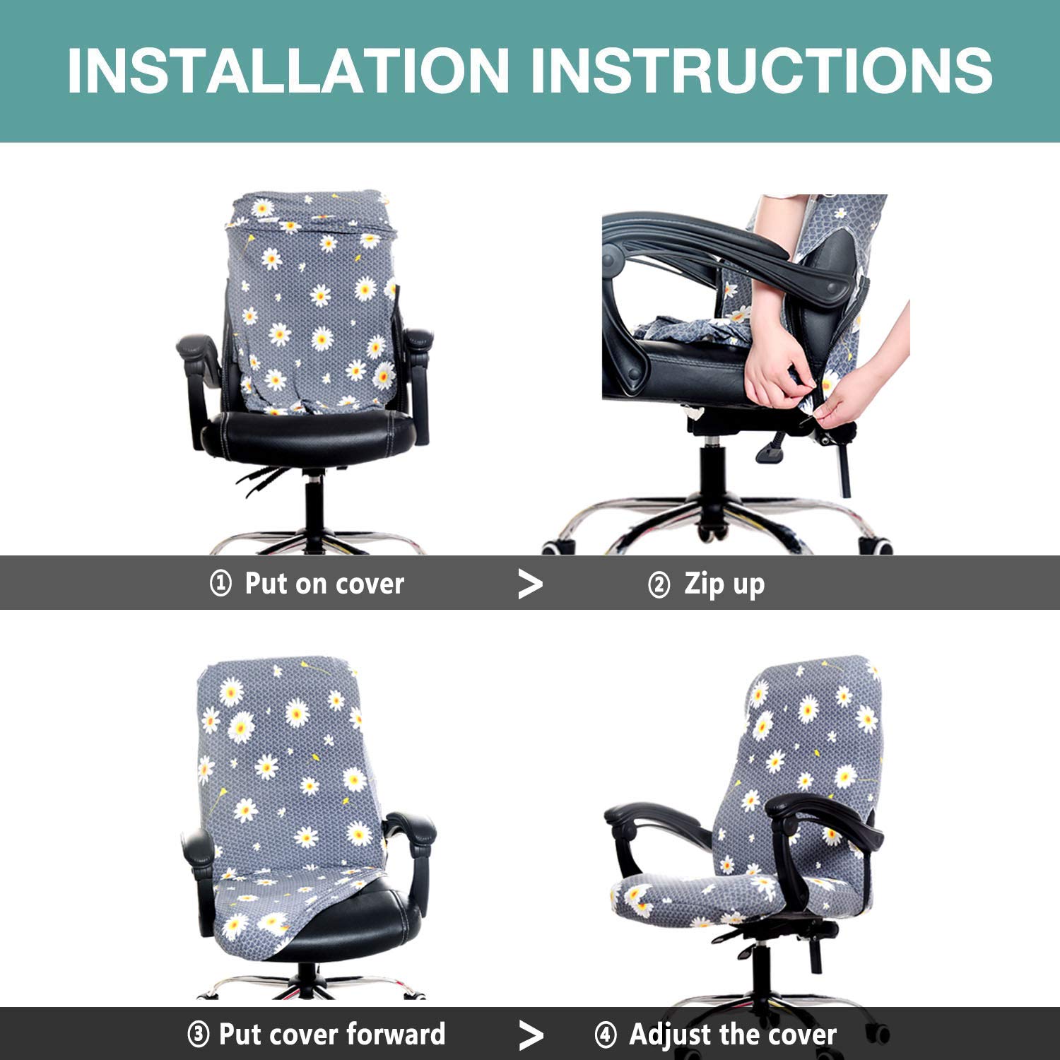 Melaluxe Office Chair Cover - Universal Stretch Desk Chair Cover, Computer Chair Slipcovers (Size L, Royal Blue) - Perfect for Home Office, Gaming Chair & Conference Room Seating Protection