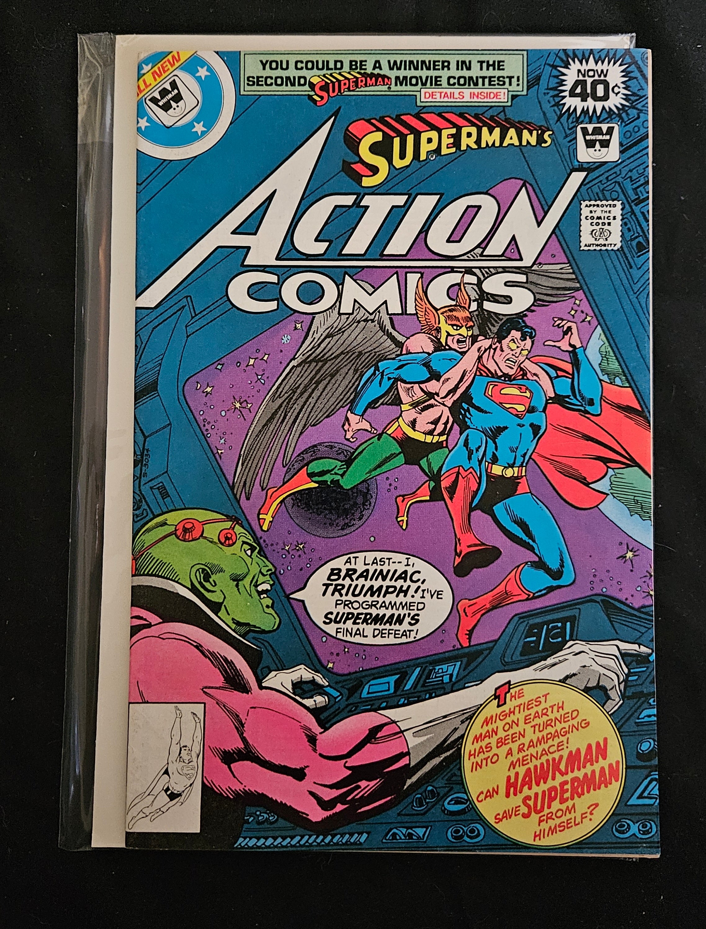 Superman's Action Comics #481 (March 1978) - Whitman Comic Book with Hawkman Appearance | 40¢ Cover | Near Mint Condition | Collectible Vintage DC Comics for Display & Investment