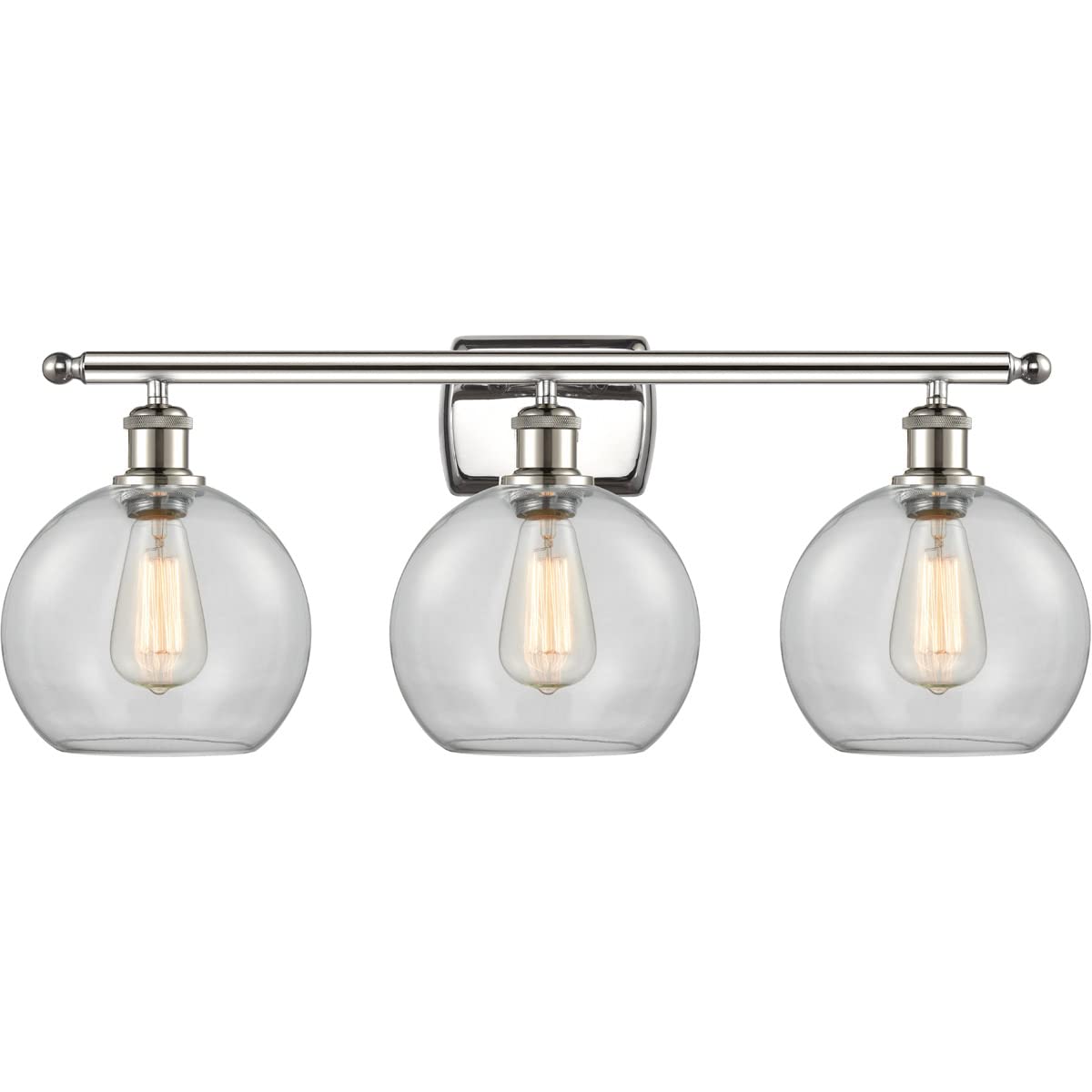 Innovative 3-Light Bathroom Vanity Light in Polished Nickel - Ballston Collection - Perfect for Modern Bathrooms & Powder Rooms