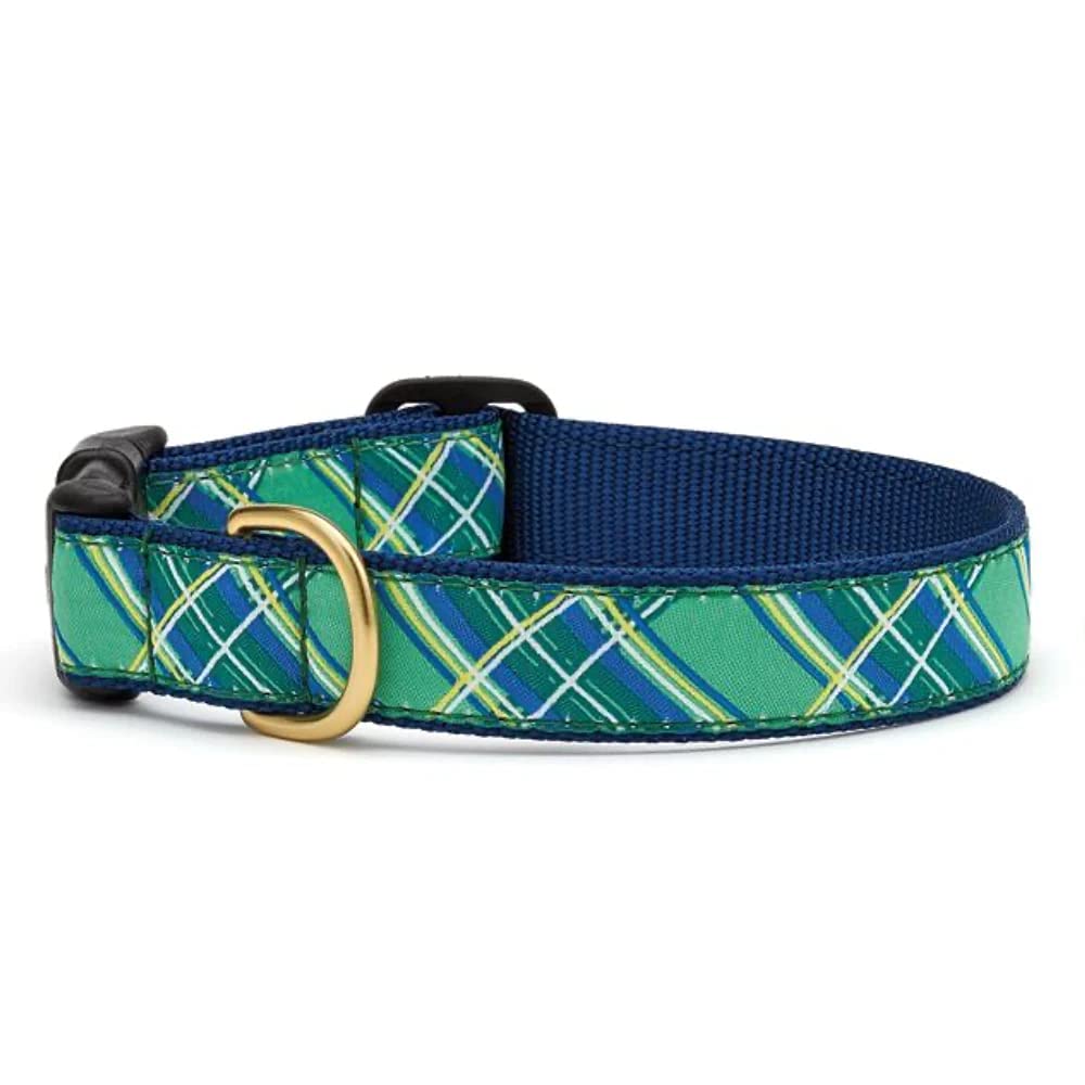 Up Country Kelly Plaid Dog Collar - Adjustable Nylon Pet Collar with D-Ring for Leash | Durable & Stylish for Small Medium Large Dogs | Perfect for Daily Walks, Training & Outdoor Adventures