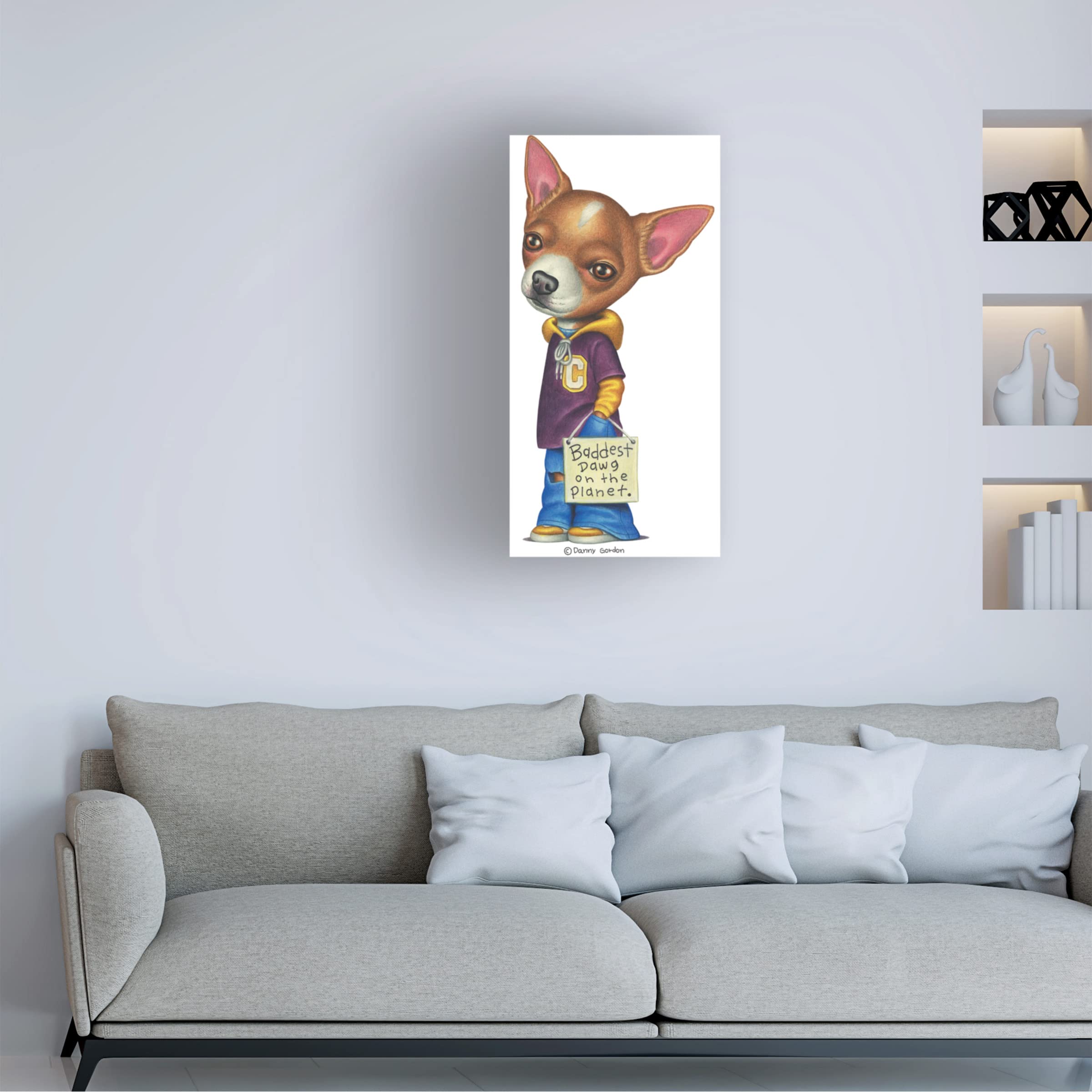 Brown Chihuahua Wearing Clothes Canvas Art Print by Danny Gordon - Cute Dog Wall Decor for Living Room, Bedroom & Office - Perfect Pet Lover Gift