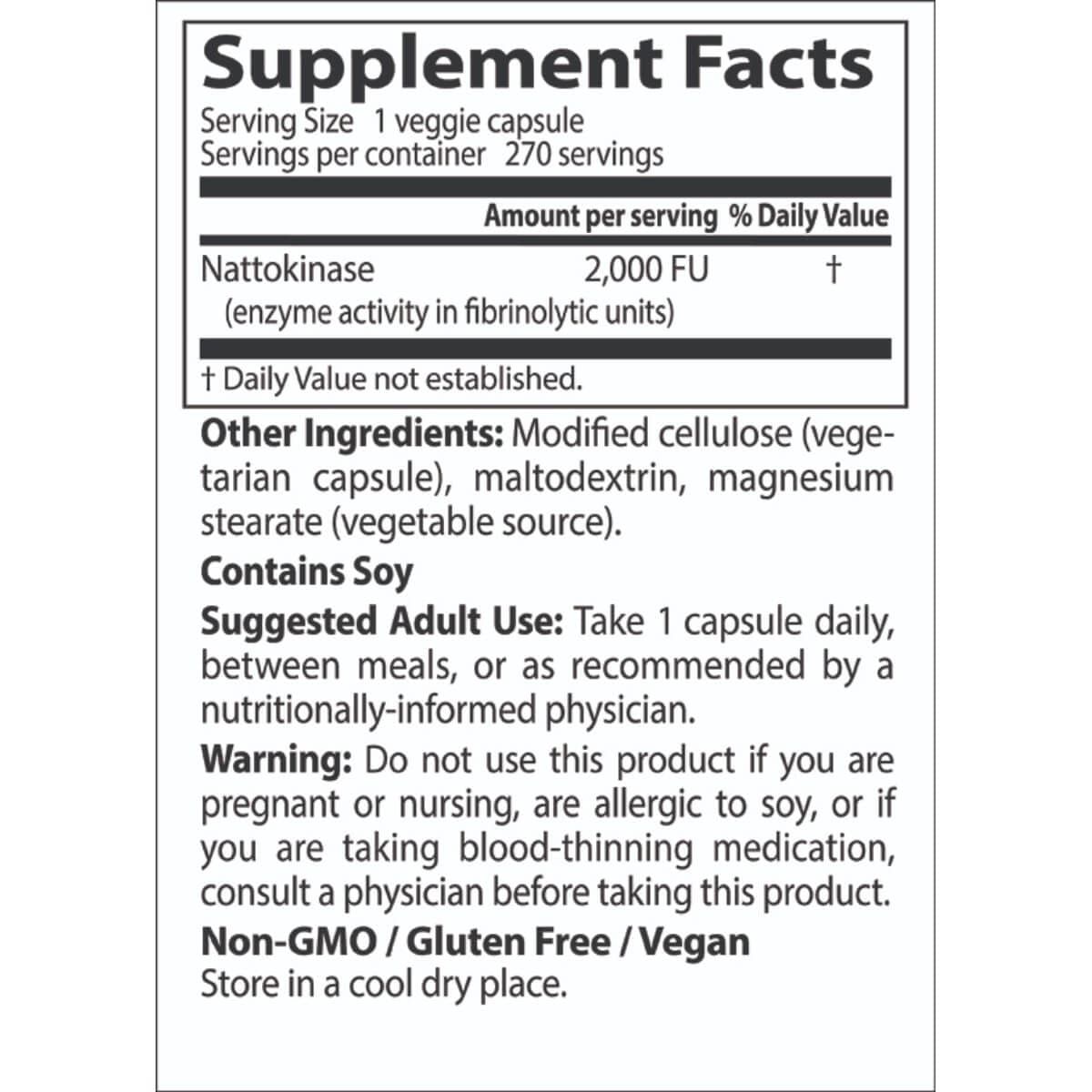 Doctor's Best Nattokinase 2000 FU Supplement - 270 Vegetarian Capsules for Heart Health & Circulation Support - Supports Healthy Blood Flow & Cardiovascular Function for Active Adults