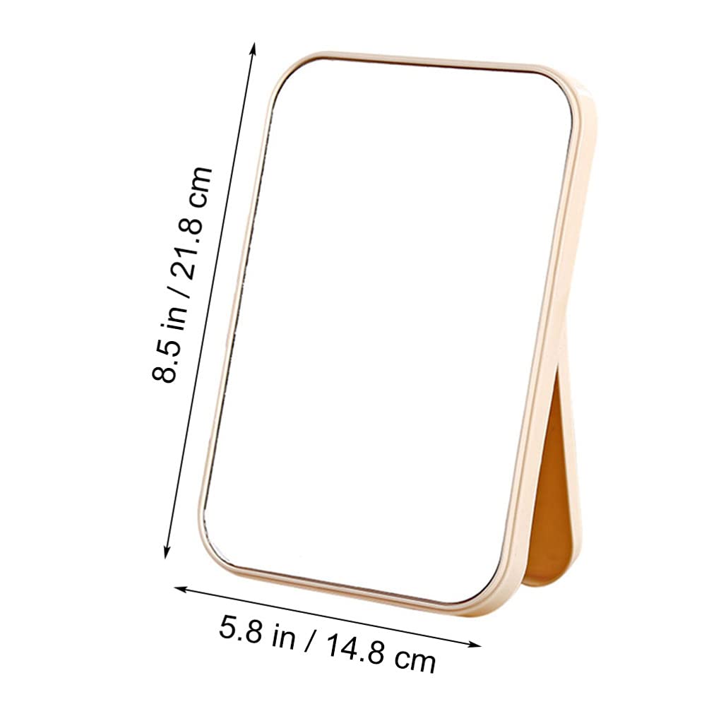 Uonlytech Foldable Square Vanity Mirror - Portable Makeup Mirror for Women, Compact Desk & Travel Cosmetic Mirror, Beige | Perfect for Home Dressing Table, Travel & Professional Makeup Artists