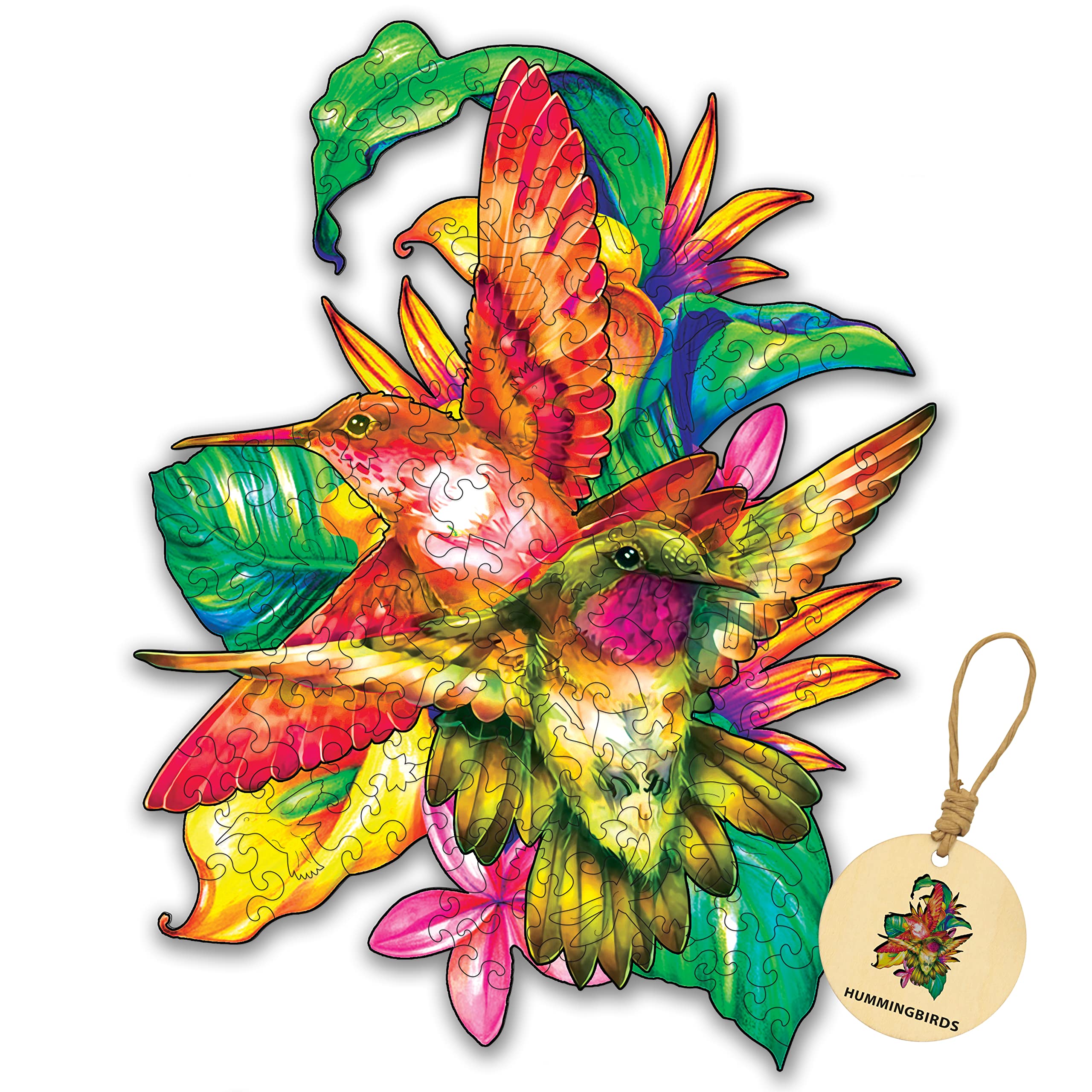 DEPLEE Wooden Jigsaw Puzzle for Adults - Hummingbirds Valentine's Day Puzzle, Unique Animal Shape, 80-110 Pieces, 8.77x6.7 Inches, Creative Challenge for Family & Friends | Perfect for Relaxation, Home Decor, and Gift Giving