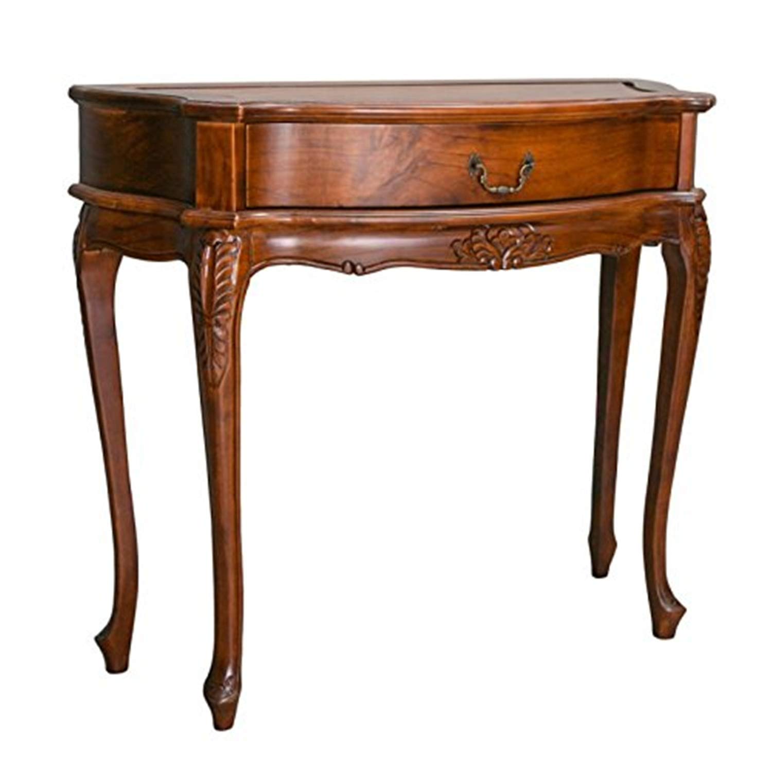 Handcrafted Carved Wooden Wall Table with Single Drawer - Elegant Home Decor for Entryway, Living Room & Bedroom