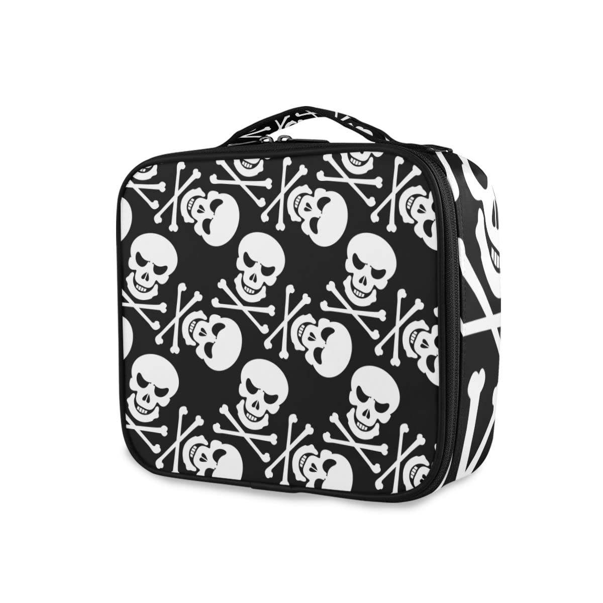 GAIREG Green Palms & Black Skulls Makeup Bag - Waterproof Cosmetic Case for Women & Teens | Travel Toiletry Organizer | Perfect for Daily Use, Gym, Beach & Vacation Essentials