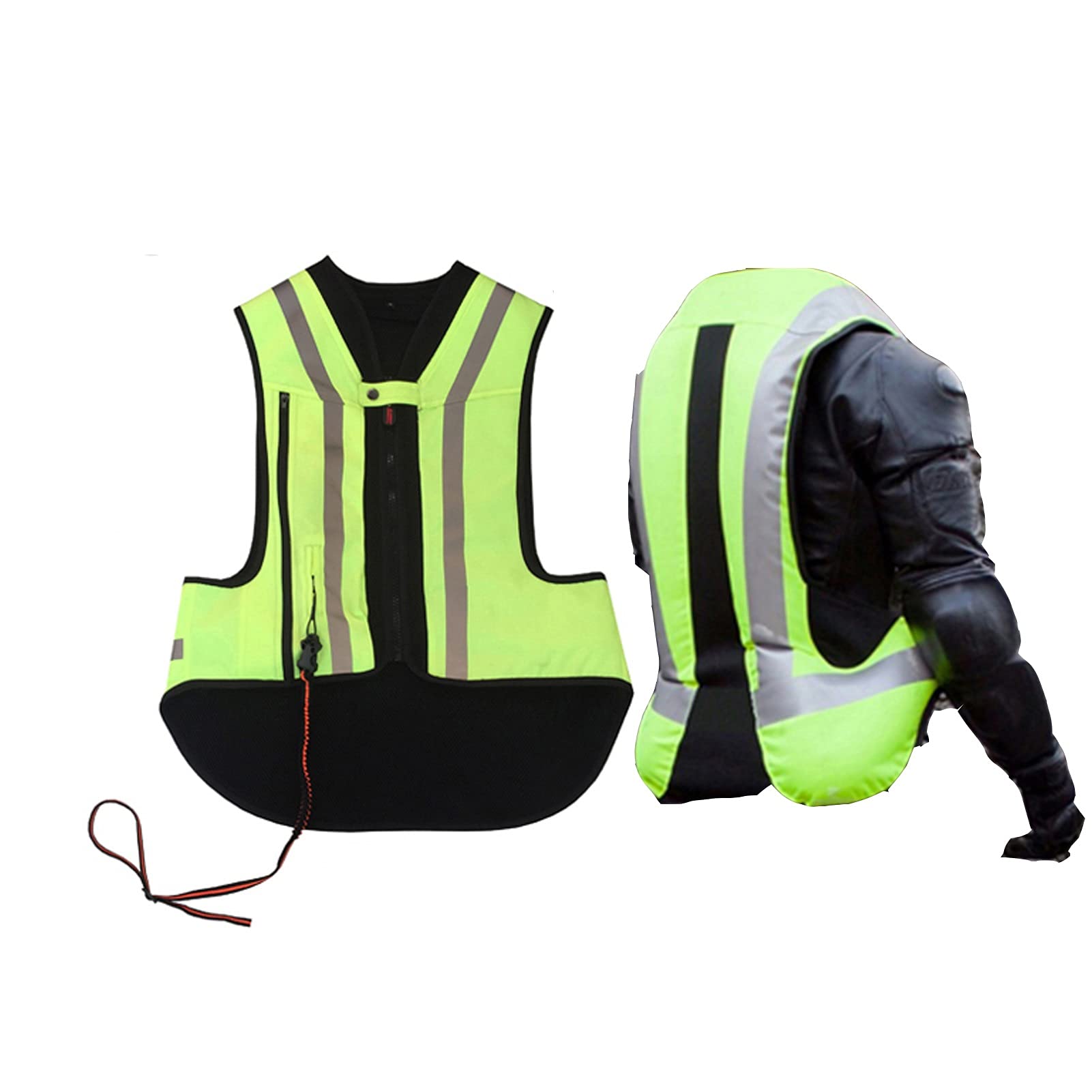 High Visibility Reflective Airbag Vest for Motorcycle Riding - Durable Tear-Resistant Fabric, Easy to Clean - Unisex Safety Vest for Men & Women - Perfect for Commuting, Night Riding and Road Safety