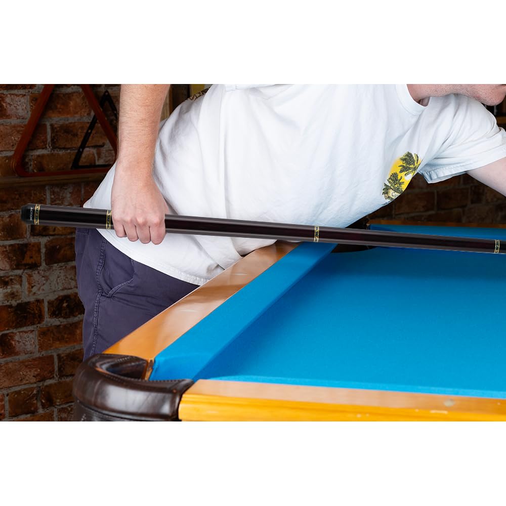 VAL24 Value Series Pool Cue - 58 Inch Professional Billiard Stick with 13mm Boar Skin Tip & Hard Maple Shaft - Dark Chocolate Finish with Silver Rings - Perfect for Home Game Rooms, Bars, and Competitive Play